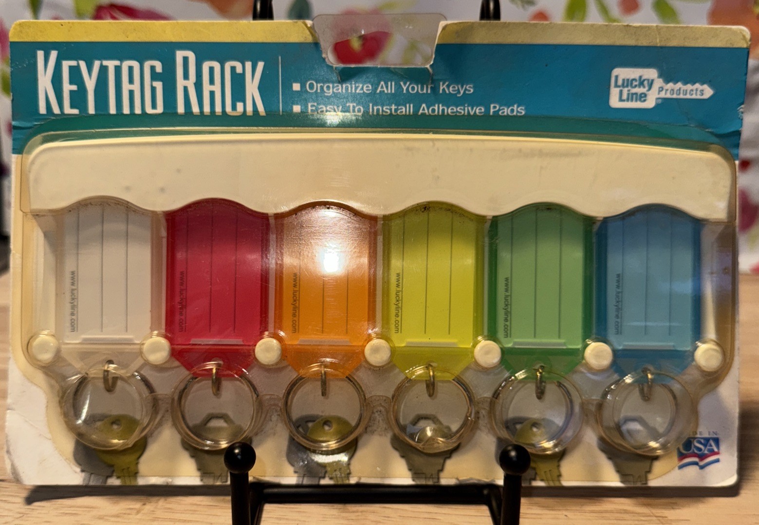 Lucky Line Keytag Rack (6-Key) Organize Your Keys Adhesive Mounting New Old Pack