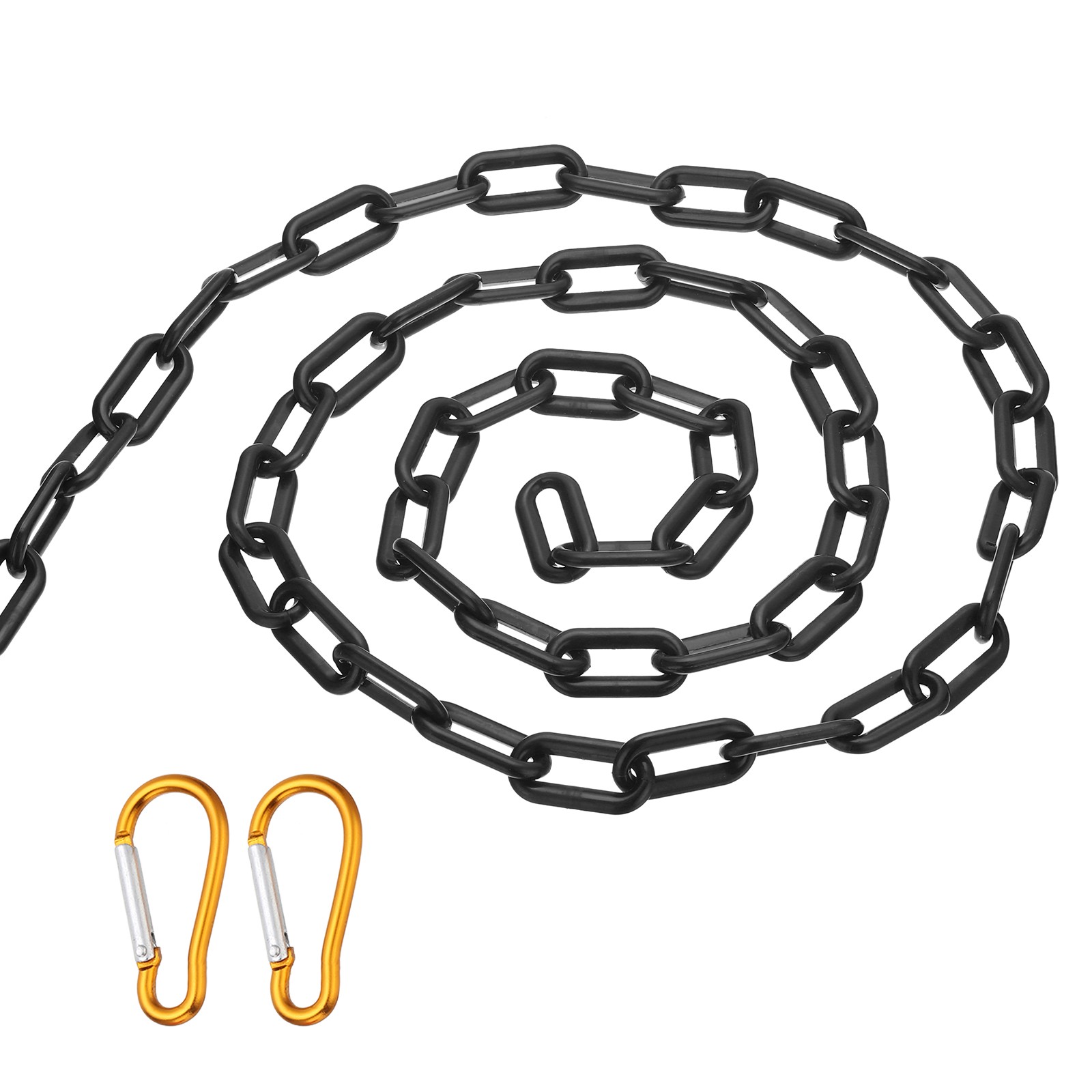 10Ft 8mm Plastic Safety Barrier Chain 2 Hooks, Black
