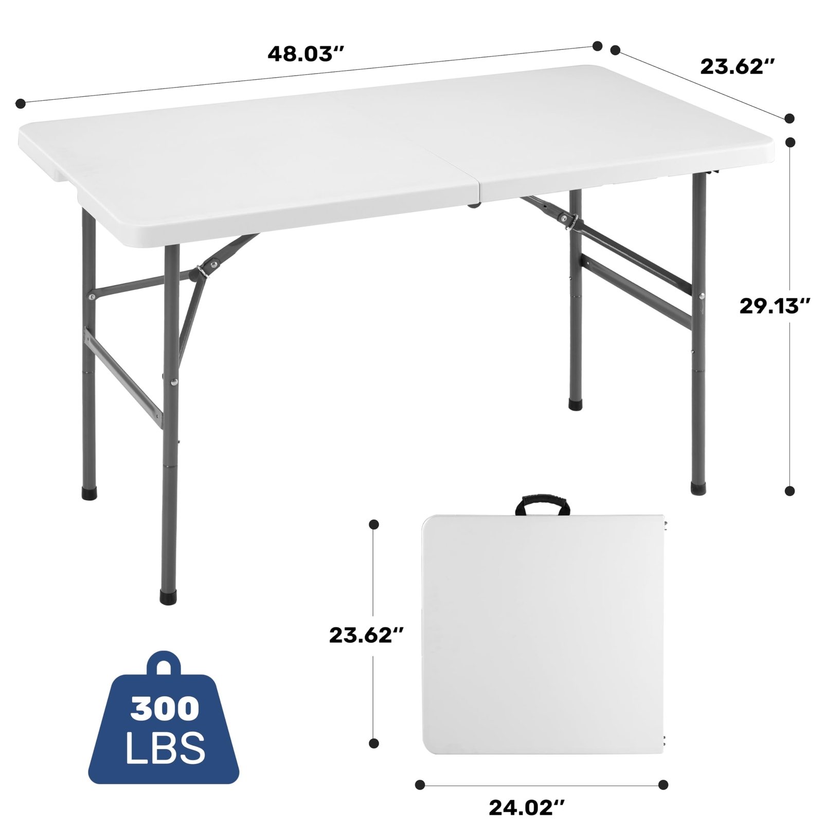 4ft Folding Table Portable with Handle for Camping Picnic Party Indoor & Outdoor