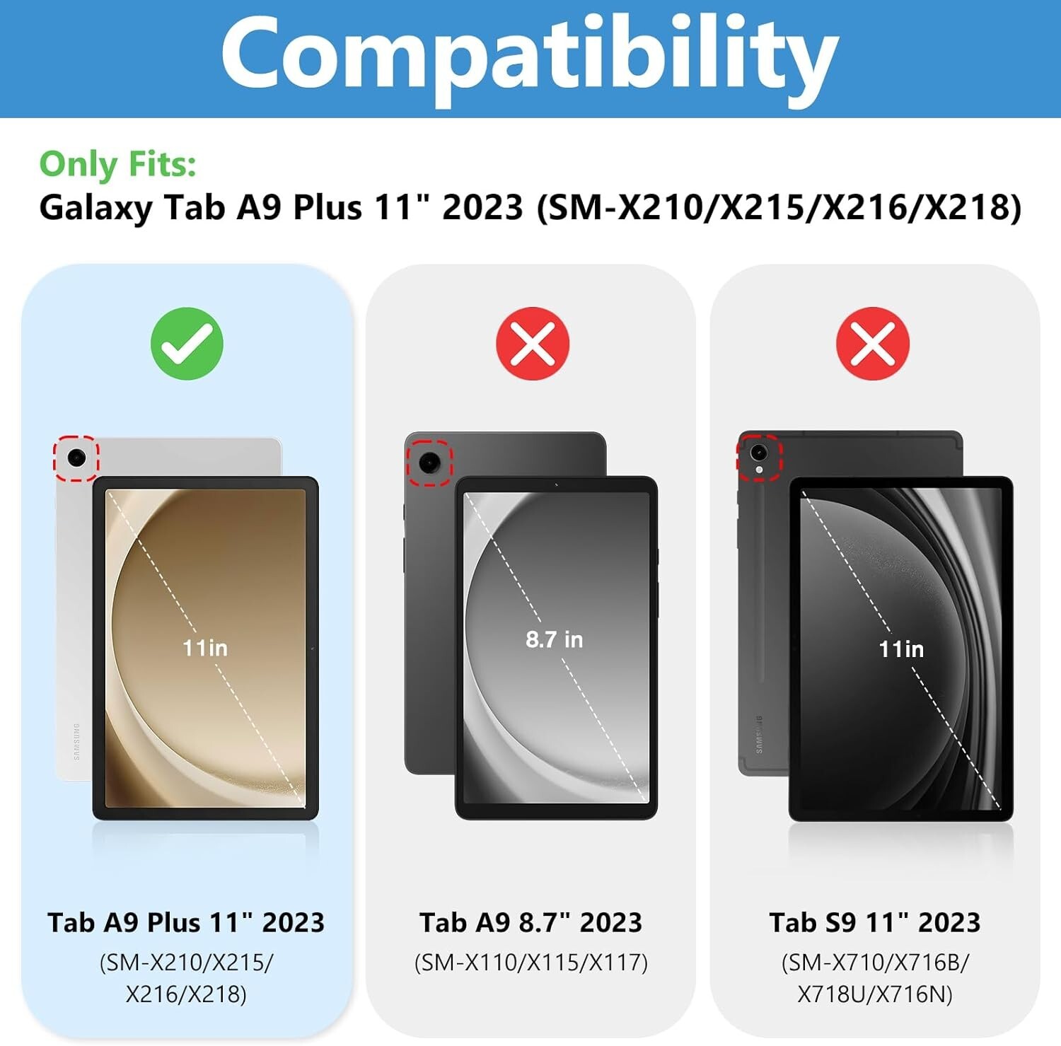 For Samsung Galaxy Tab A9 Plus Tablet Clear Case Soft TPU Cover Screen Protector