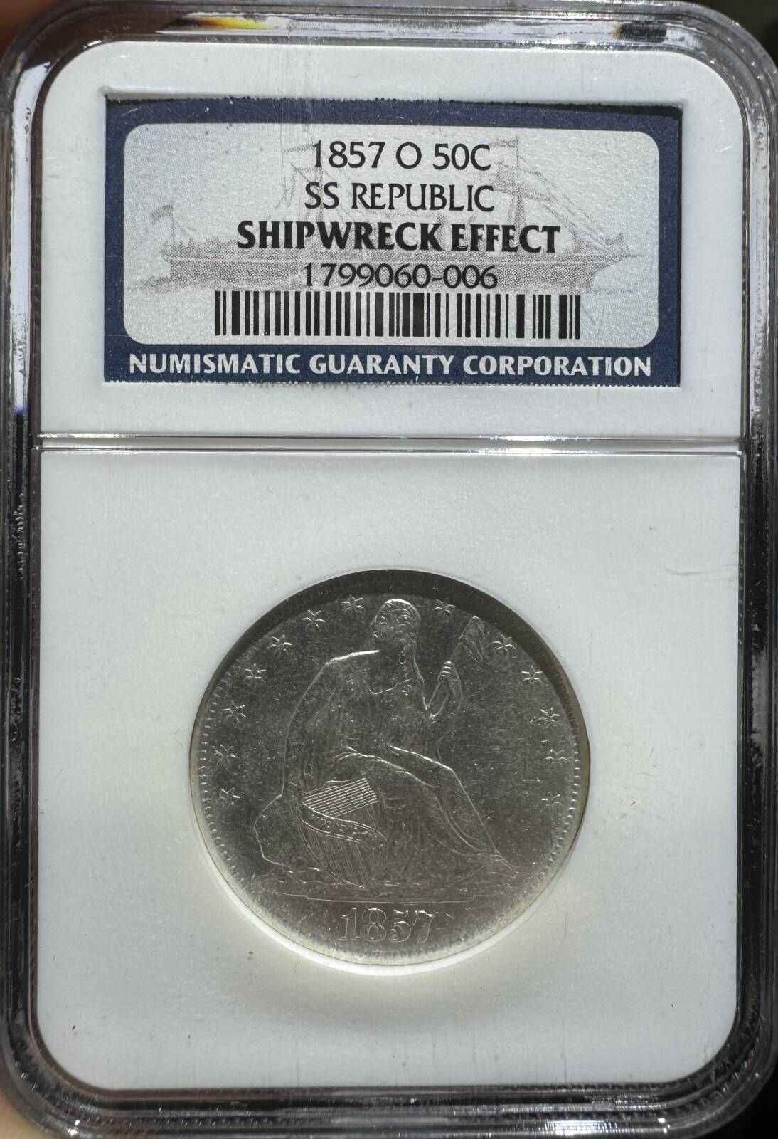1857 O SS Republic Shipwreck Effect NGC - SS REPUBLIC