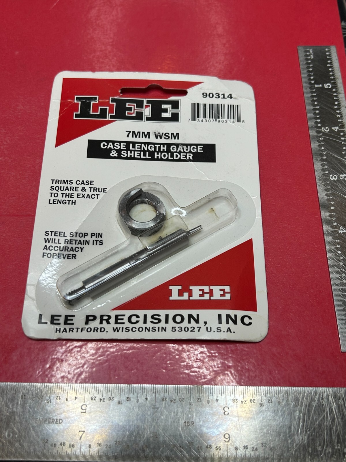 Lee case length gauge and shell holder for trimmer #90314. 7mm WSM NEW