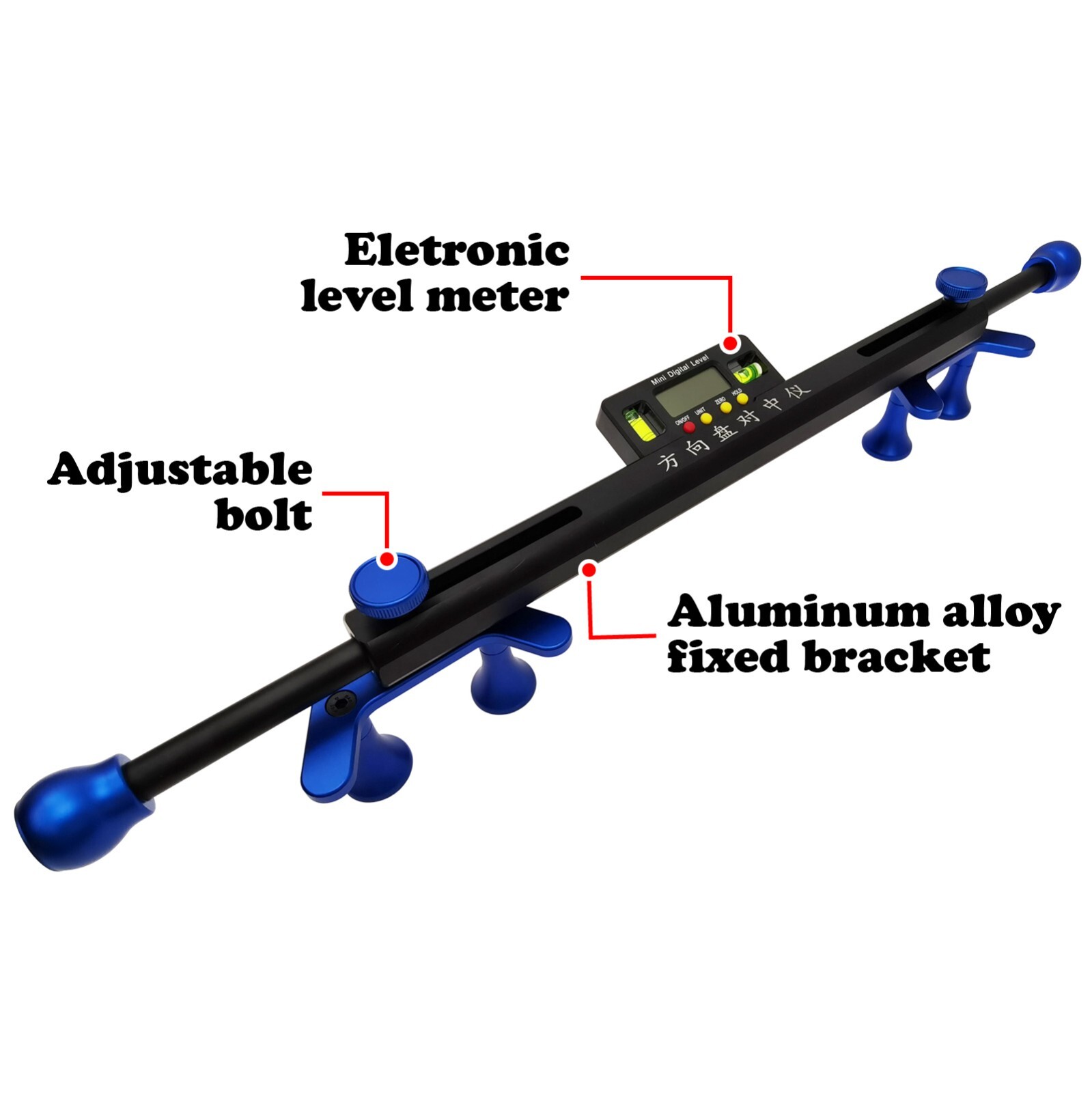 Universal 13.8" Car Steering Wheel Alignment Tool ±90° with Electronic Level