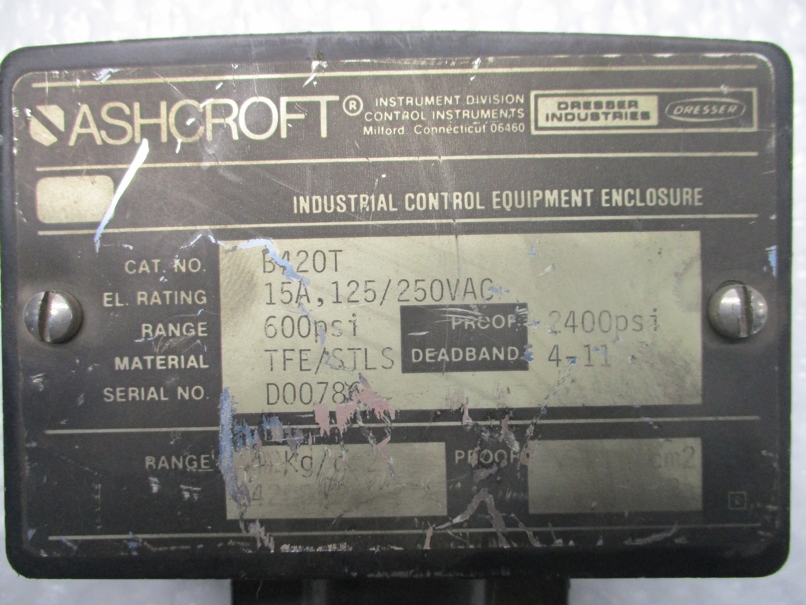 ASHCROFT B420T PRESSURE SWITCH UNMP