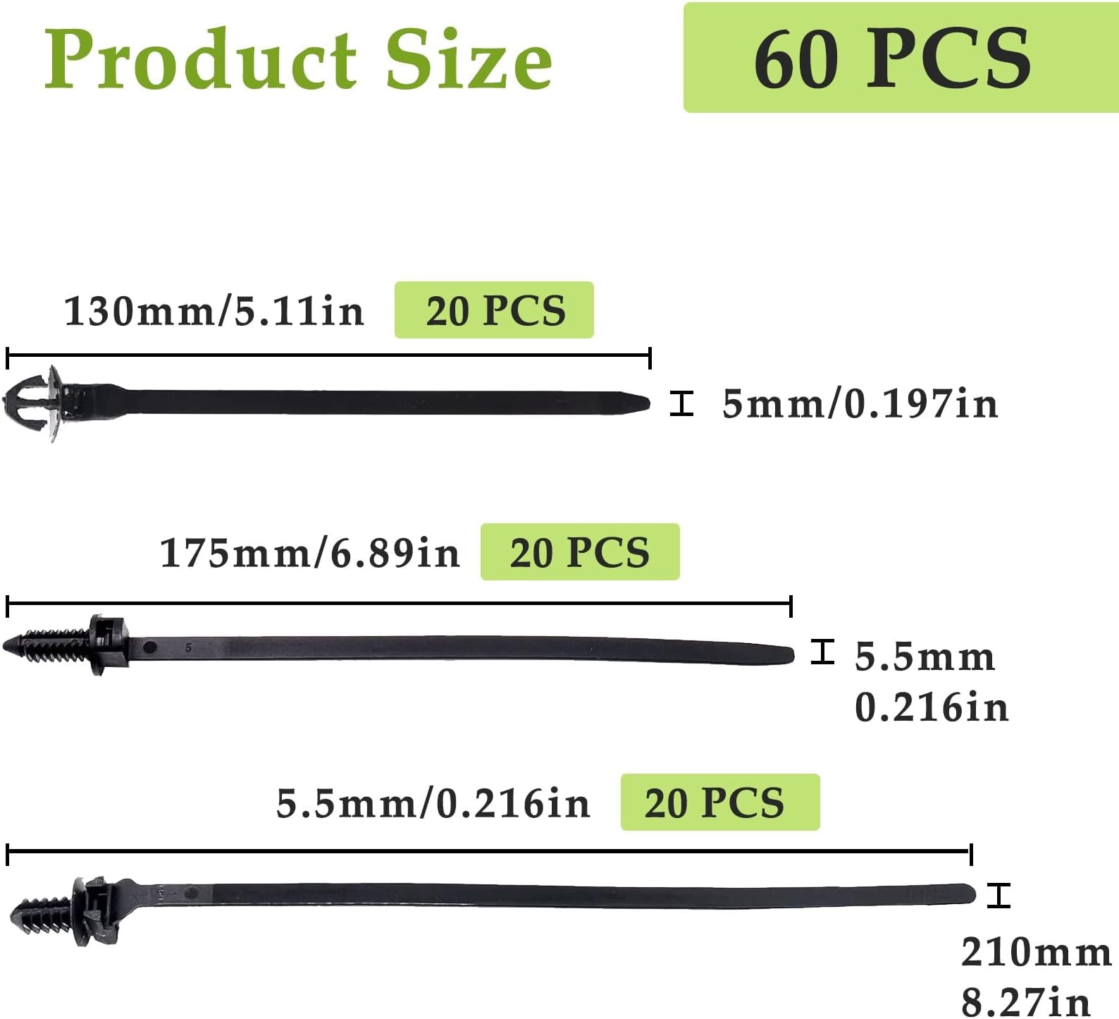 Push Mount Wire Ties, Snap in Zip Tie Automotive Clips Nylon Wire Harness Cli...