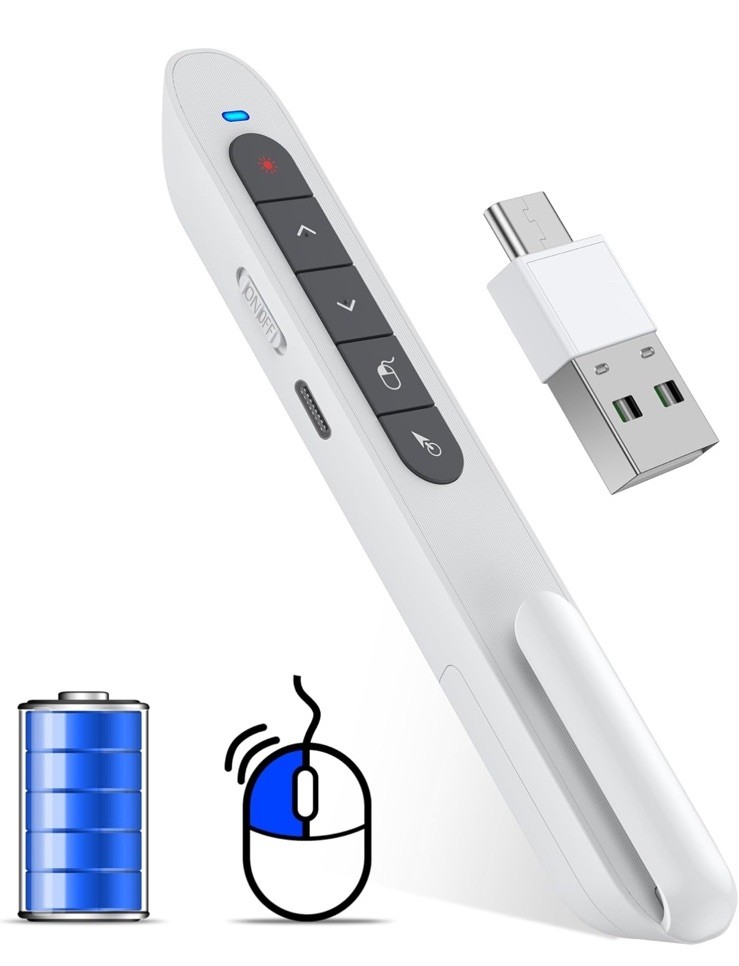 Wireless Presentation Clicker for PowerPoint, USB C Remote with Volume Control