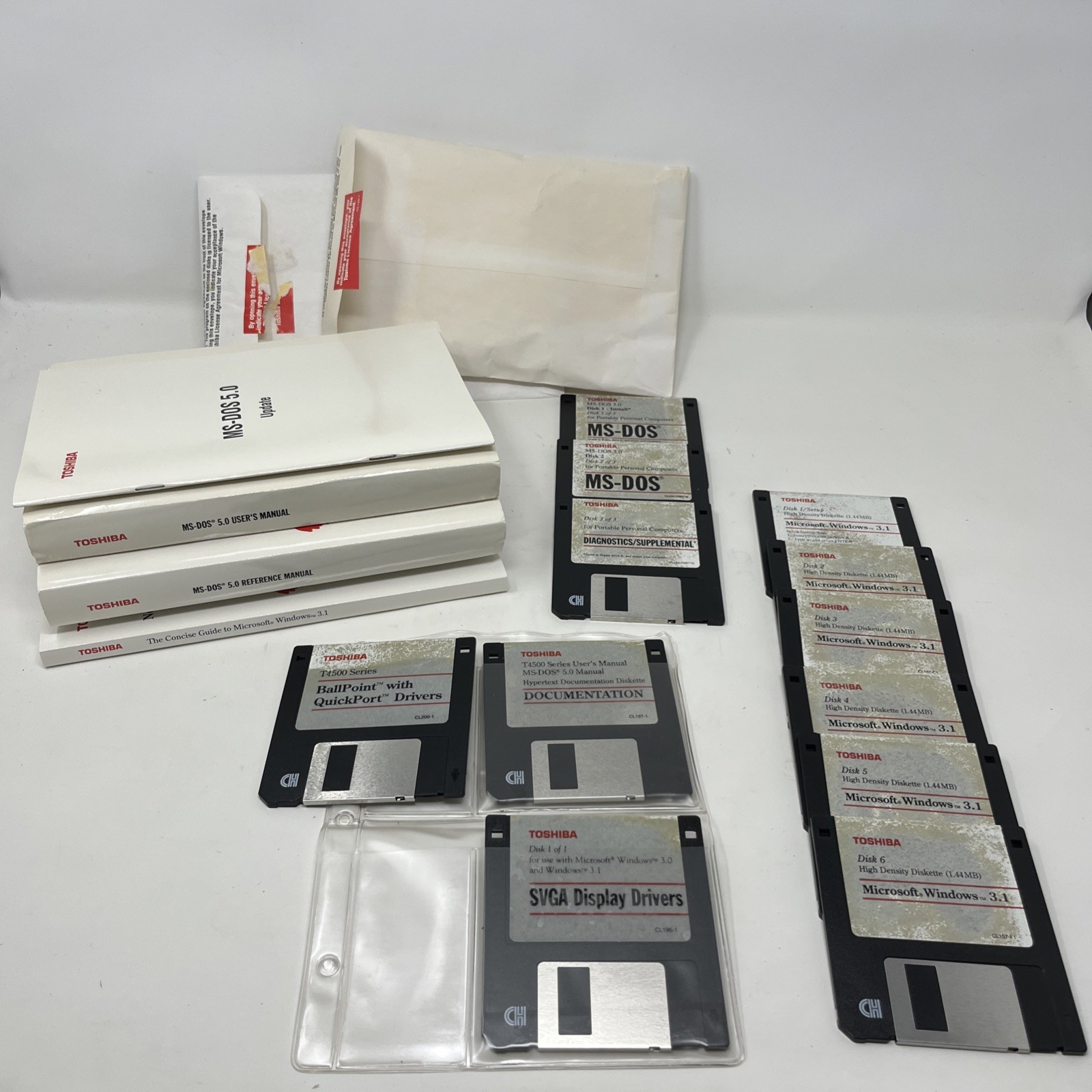 Vintage 90s Toshiba Diskette 3.5” Floppy Disk User Guides Software 5.0 3.1