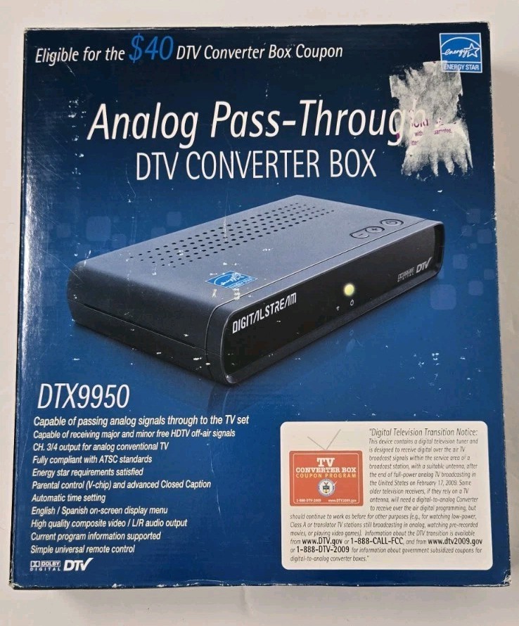 Analog Pass-Through DTV Converter Box DTX9950 with Remote