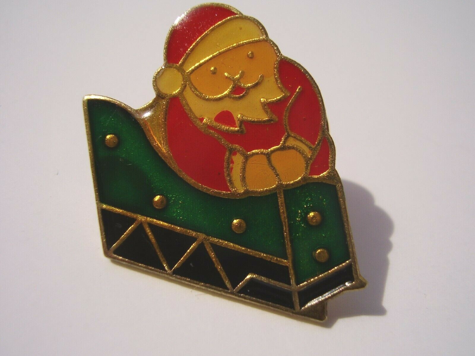 Collectible Holiday Christmas Pin Santa Claus in Sleigh