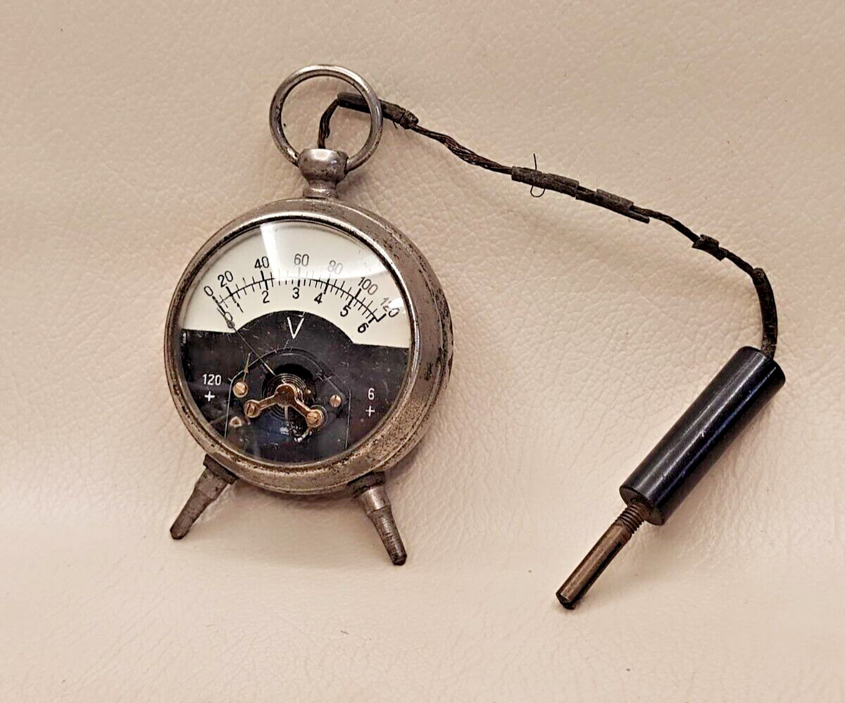 VINTAGE 1930'S VOLTMETER 6/120V SCIENTIFIC COLLECTIBLES POCKET SIZE