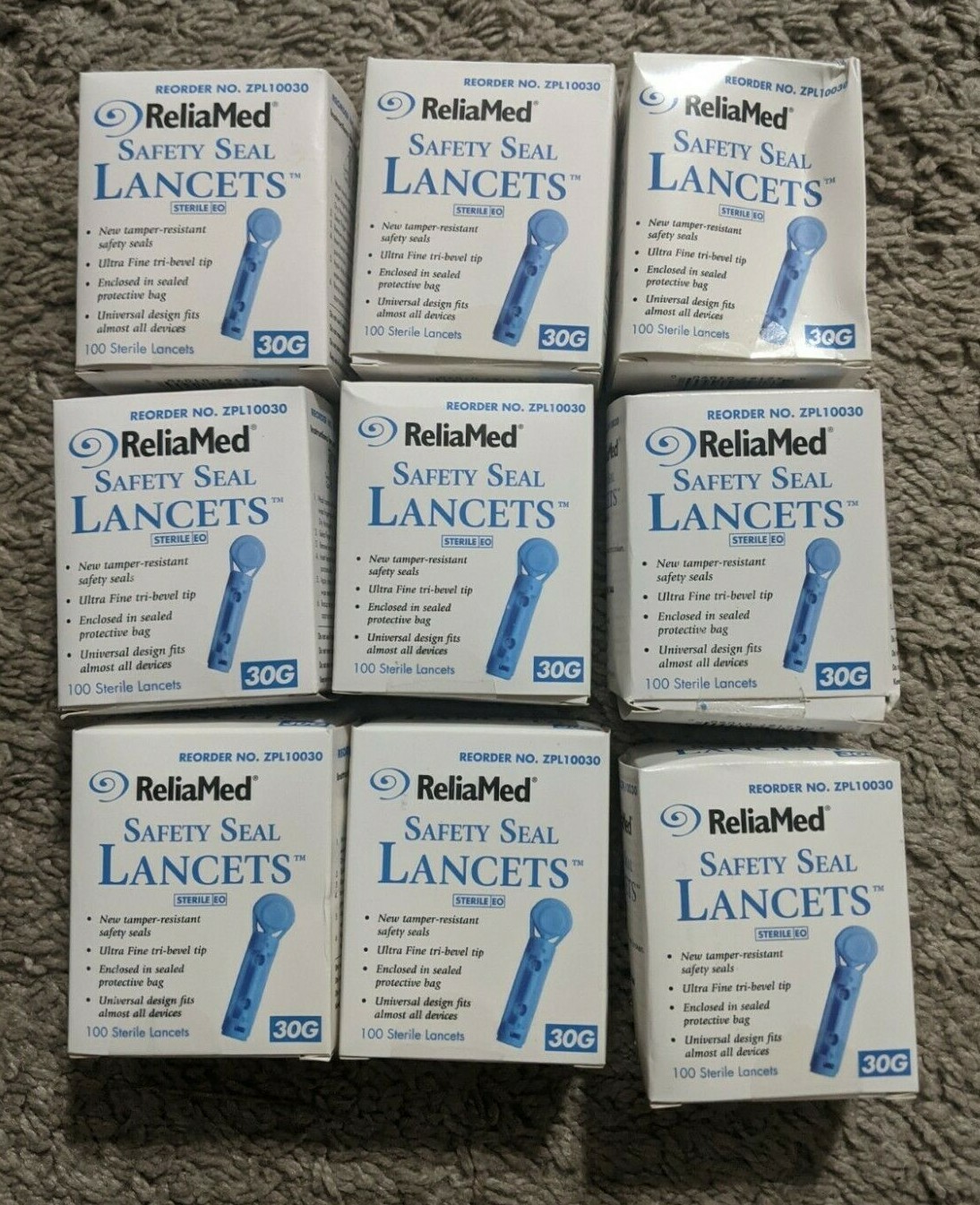 9 Safety Seal Lancets Twist Top Lancets 30G - 100 ct - Lot of 9