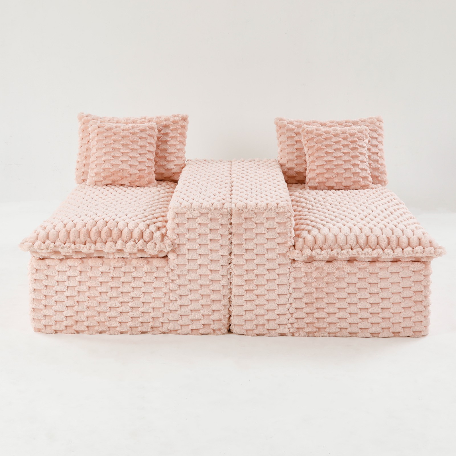 Luxury Pink Turtle Velvet Multifunctional Sofa - Arrangeable in Single Row, Sid