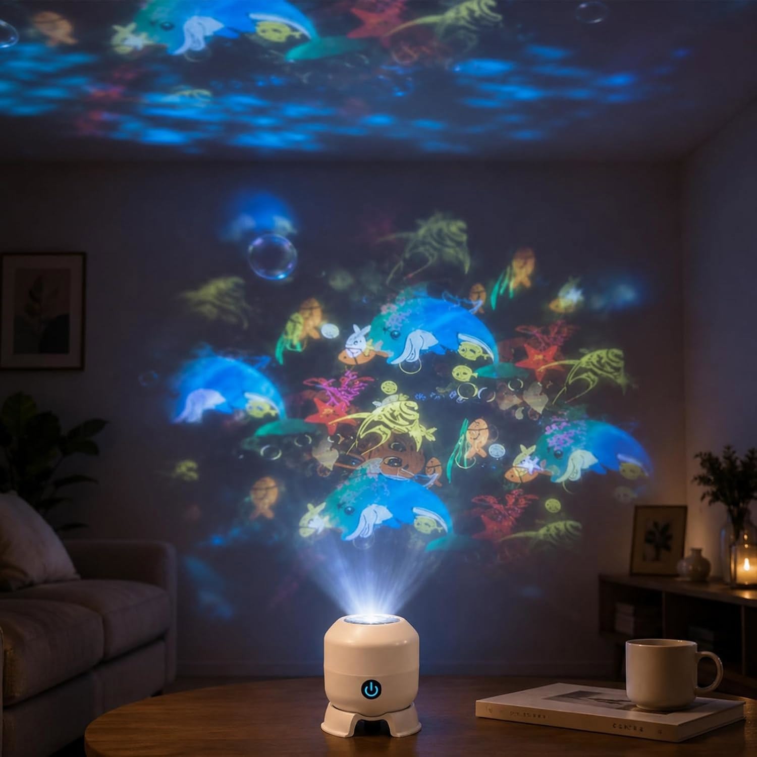 Dynamic Rotating Led Projector Lights Ocean Scene Rotating Night Lamp for Kids