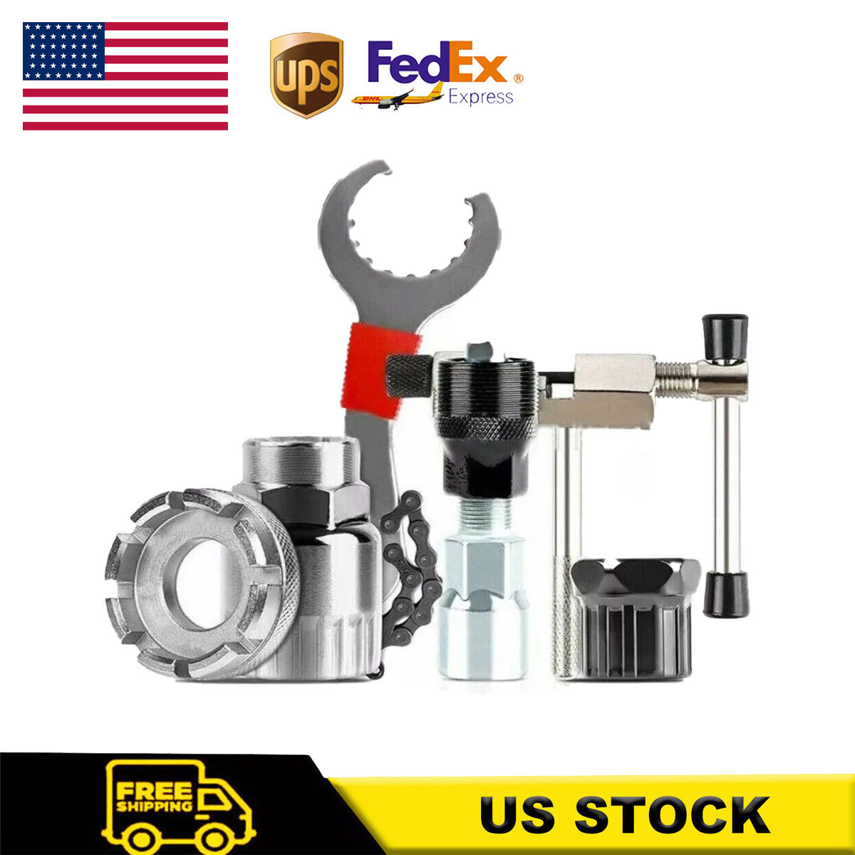 6XBike Tool Kit w/ 3-in-1 Cassette Remover Wrench Crank Puller Extractor NEW