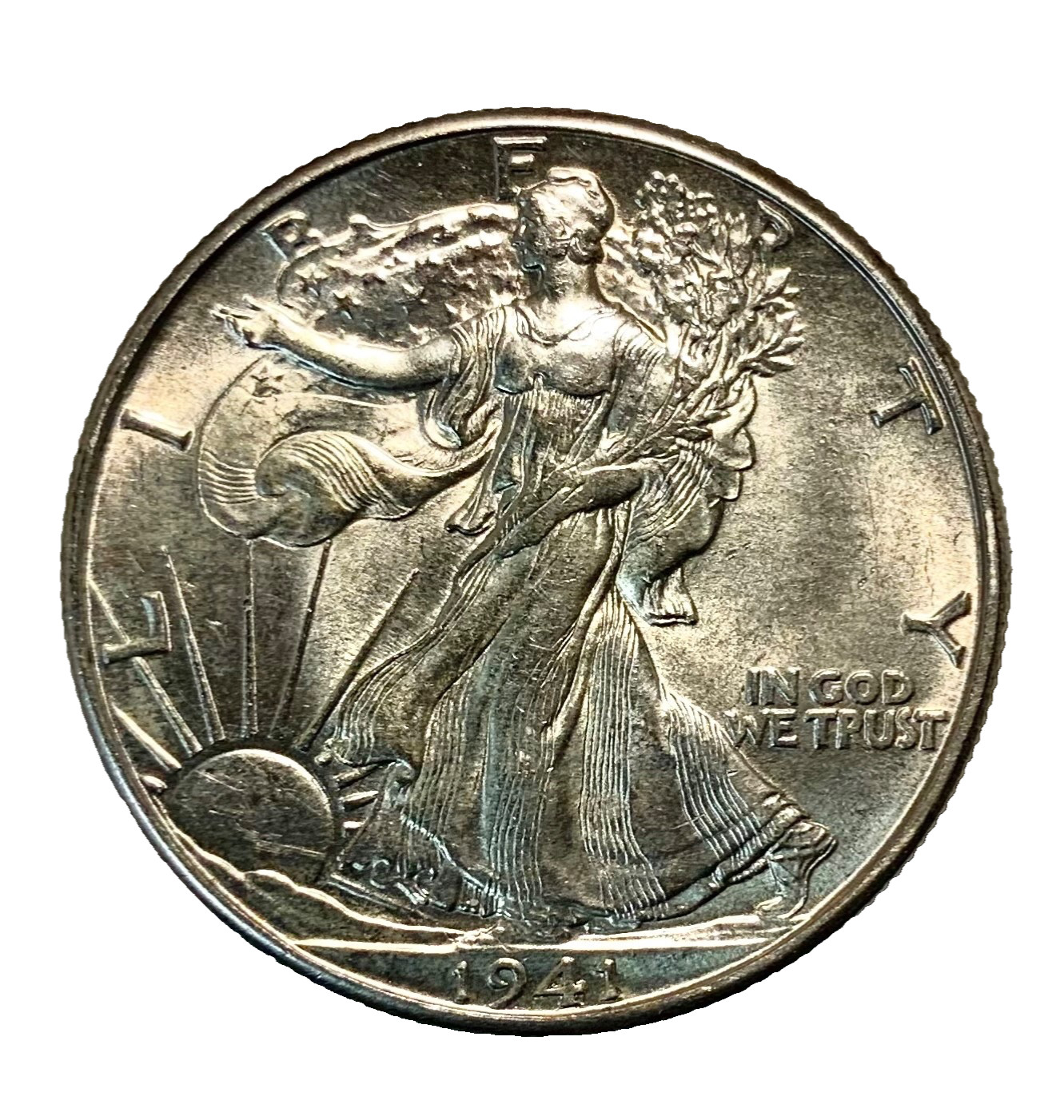 1941-D Walking Liberty Half Dollar, Lustrous BU