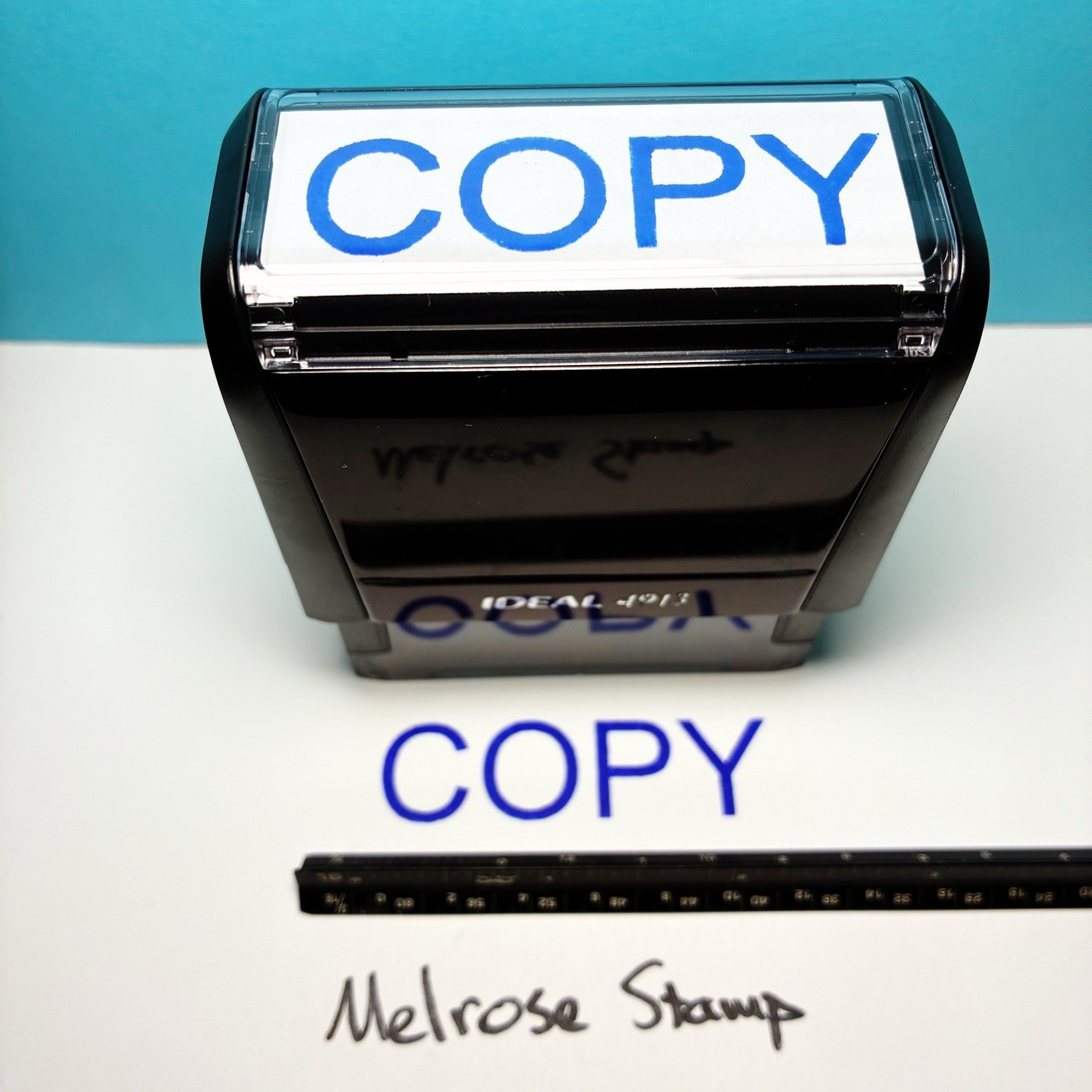 Copy Rubber Stamp Blue Ink Self Inking Large Ideal 4913