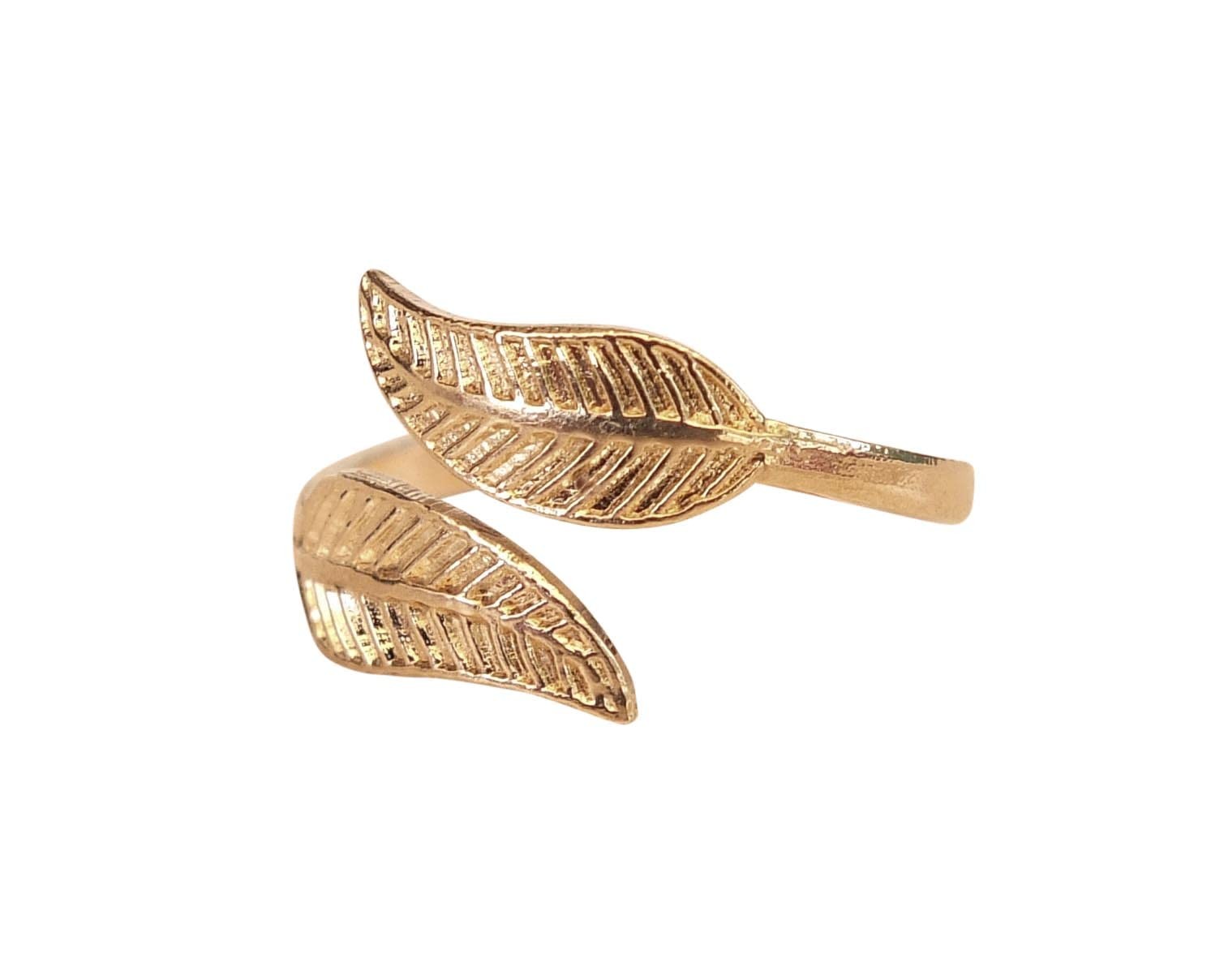 Handmade Gold Leaf Wrap Adjustable Toe Ring, Yellow Gold Plated over Sterling...