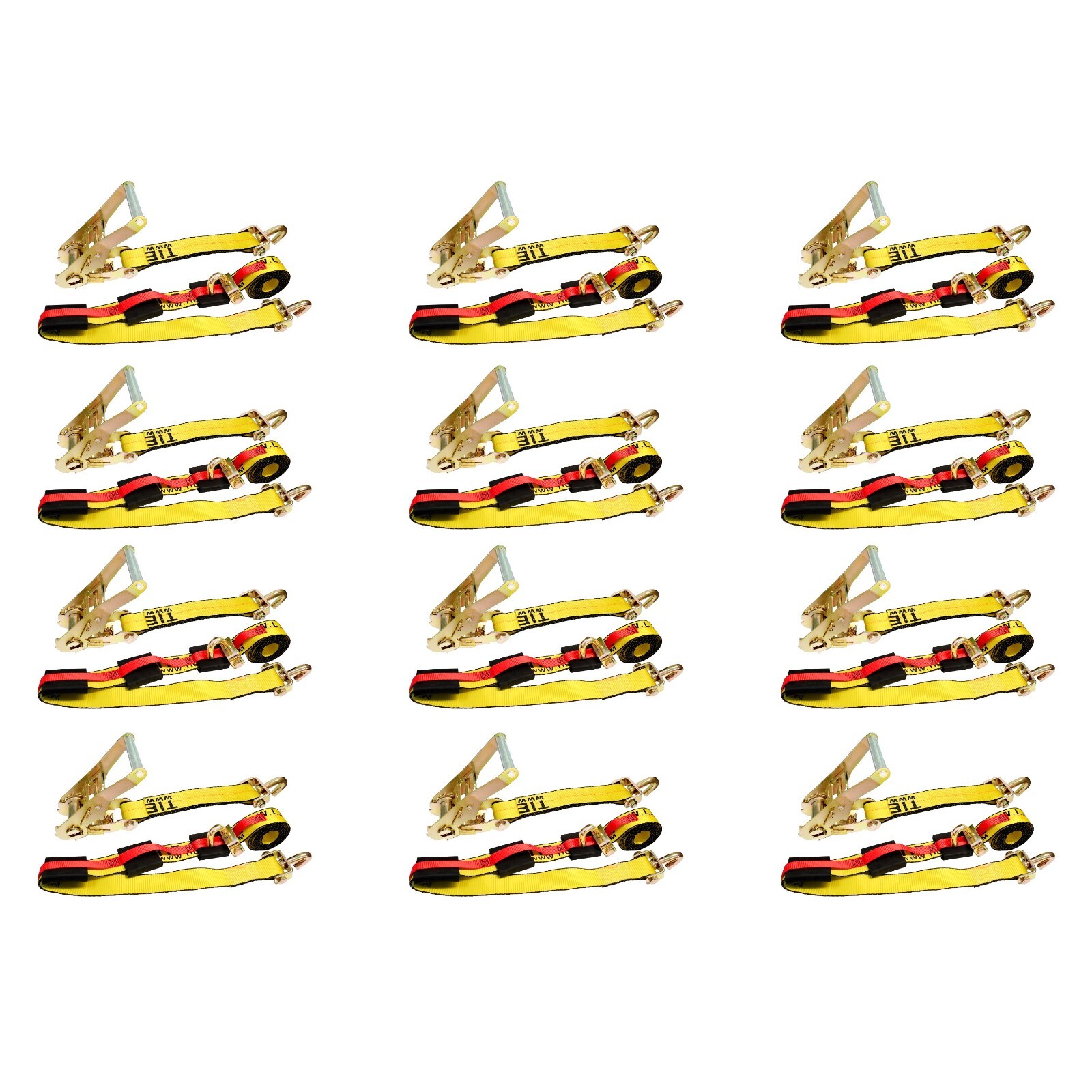 12 Pack 2" x 10' Over The Tire Car Hauler Ratchet Tie Down Strap w/Swivel J Hook