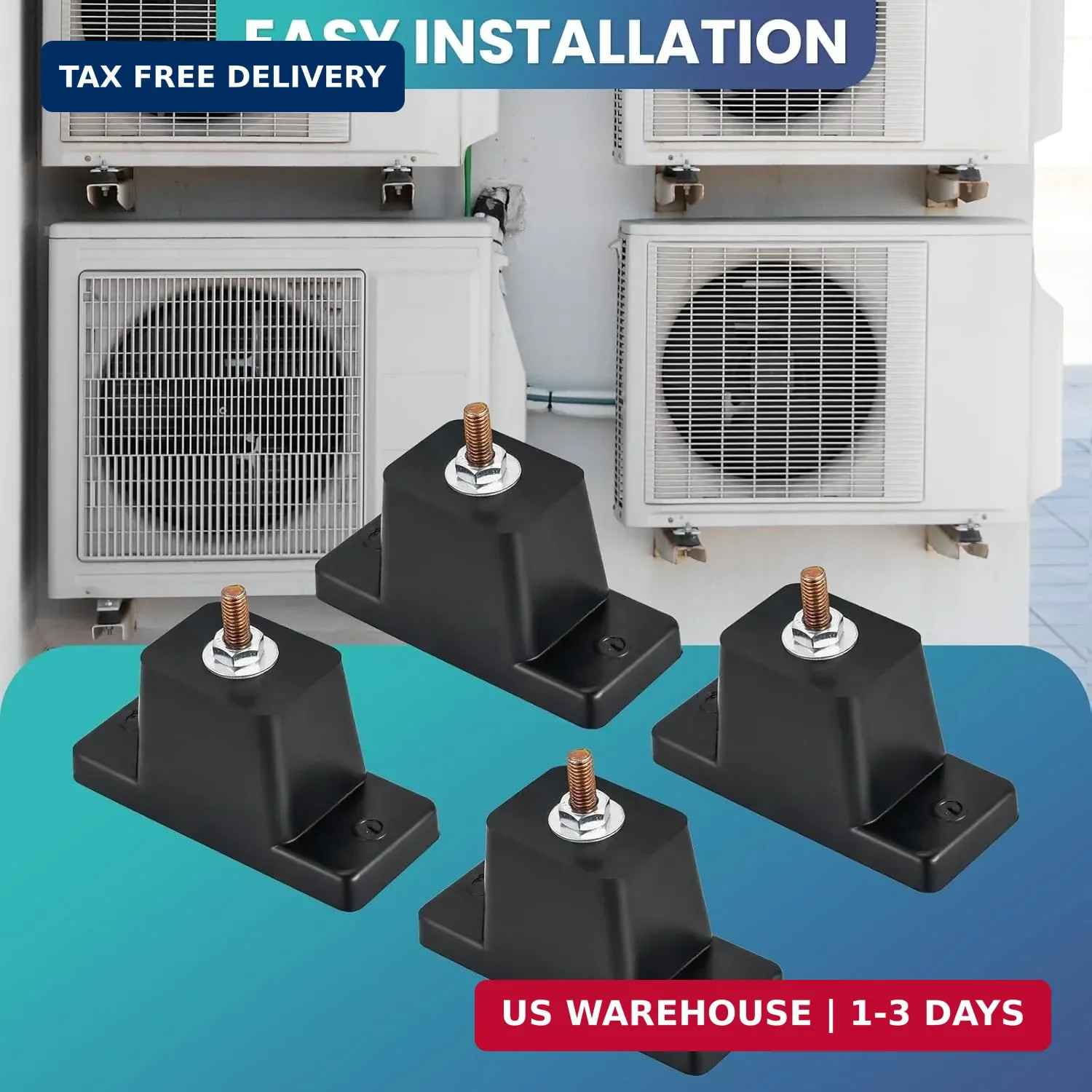4 Pack Rubber Vibration Isolator Mounting Bracket for Air Conditioner Condenser