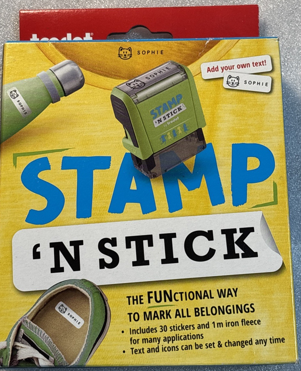 Stamp 'N Stick Clothes and Personal Belongings DIY Stamper, English Text