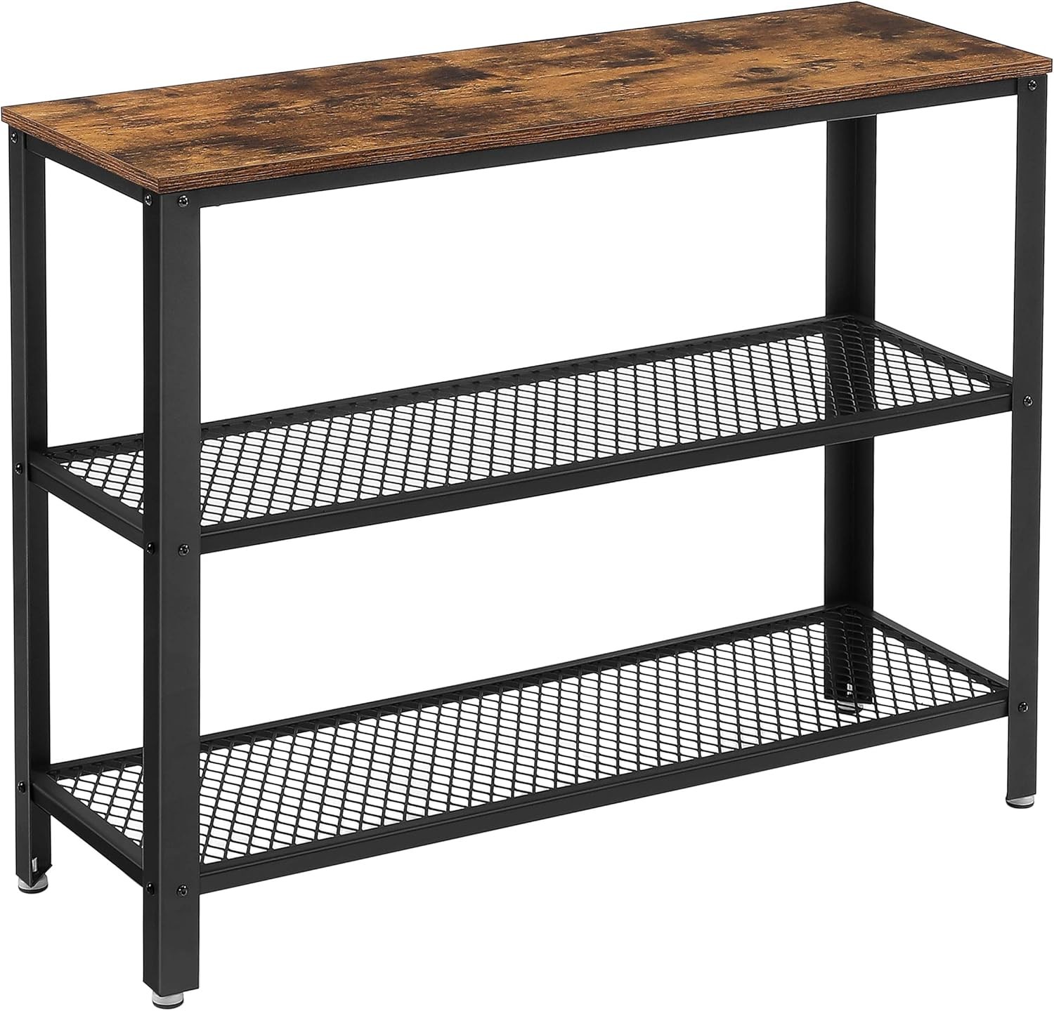40" Industrial Console Table, 3 Tier Entryway Table with Storage Shelf, Narrow