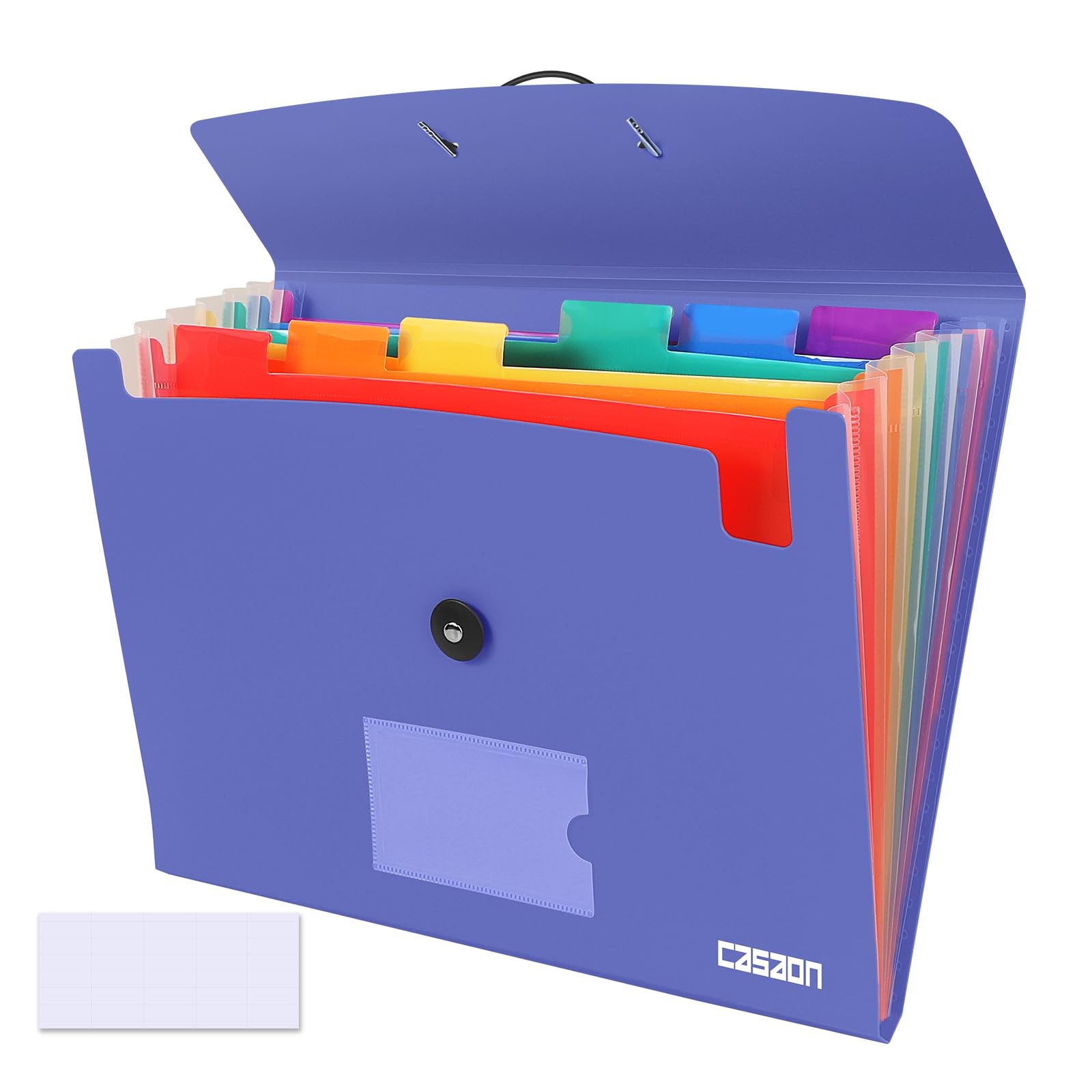 7 Pocket Accordian File Folders, Expanding Folder A4 Letter Blue Purple