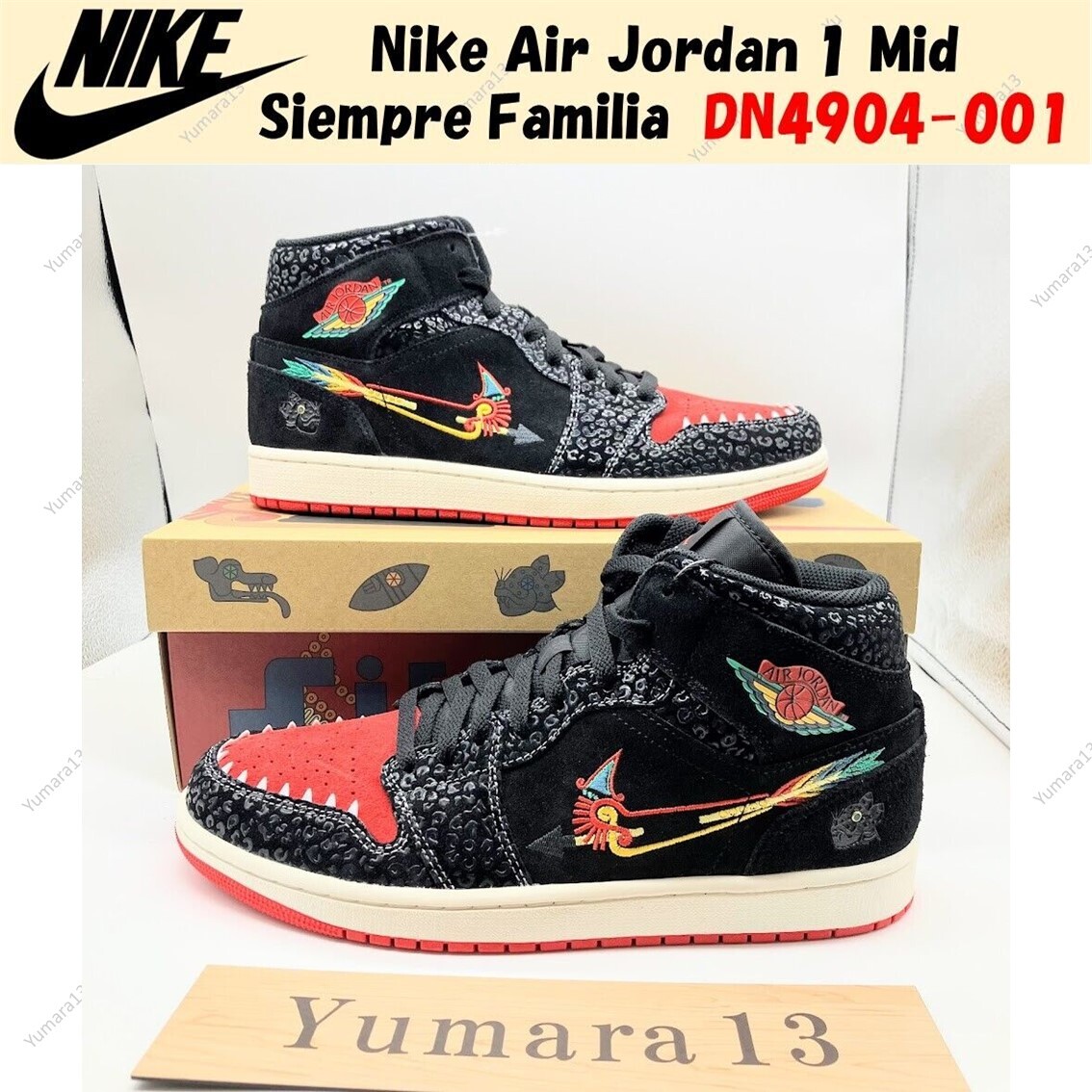 Nike Air Jordan 1 Mid  Siempre Familia Black DN4904-001 Men's Size