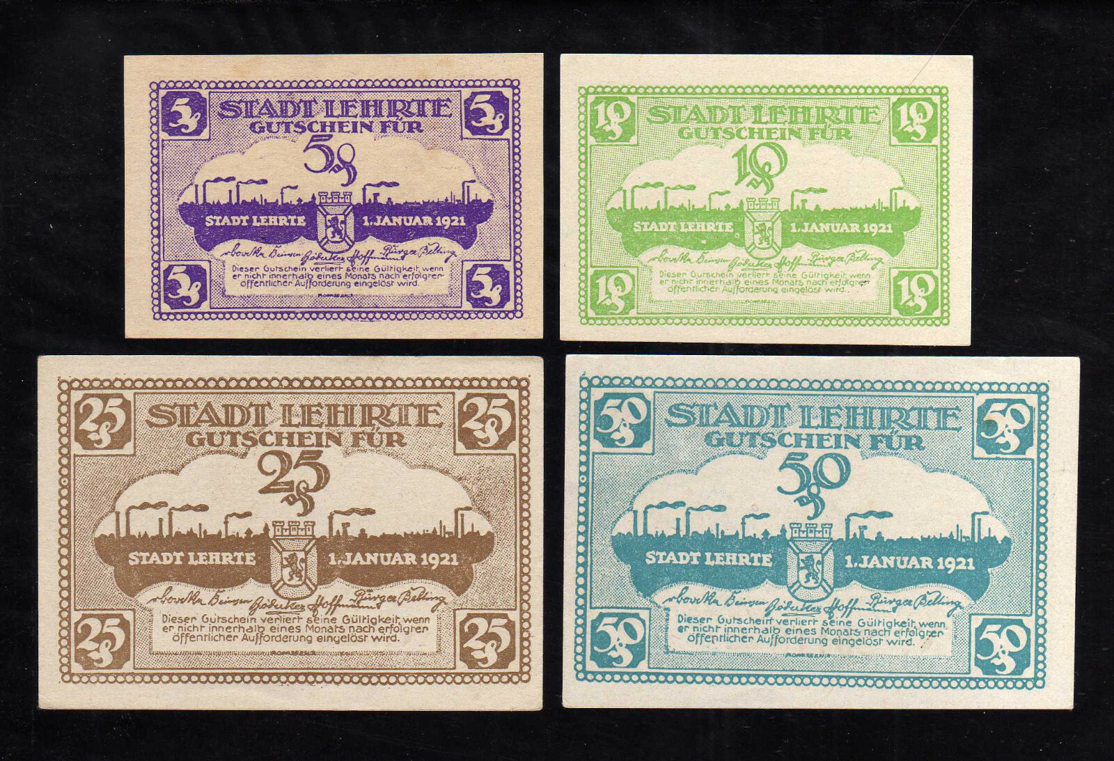 LEHRTE - GERMANY NOTGELD -   5, 10, 25, 50 PFENNIG