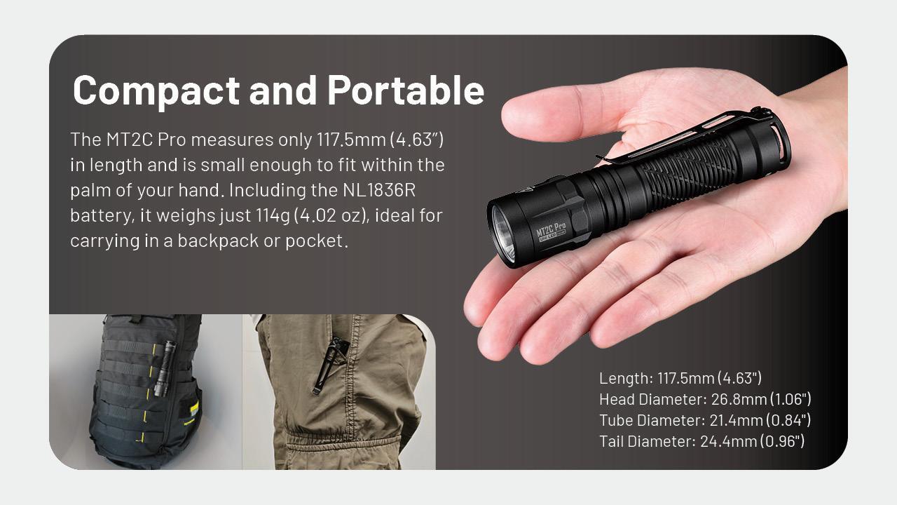 Nitecore MT2C Pro High Output Compact Tactical Flashlight- 1,800 Lumens