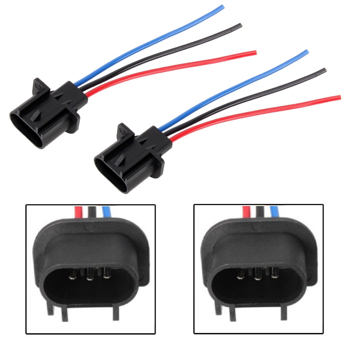 Wire Pigtail Male 9008 H13 Two Harness Head Light Dual Beam Fit Stock Bulb Plug
