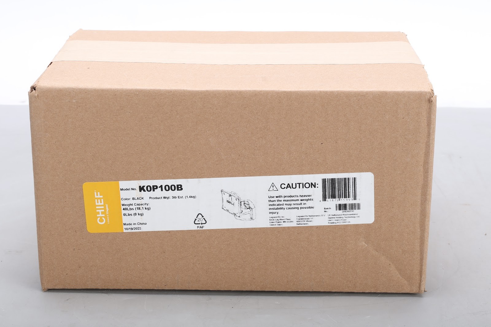 Chief K0P100B Pole Mount 841872159935 - NEW Sealed