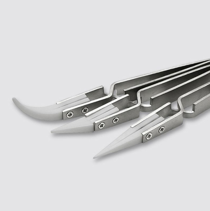 3pcs Stainless Steel Ceramic Tweezers Anti-magnetic Acid Proof Precision Tweezer