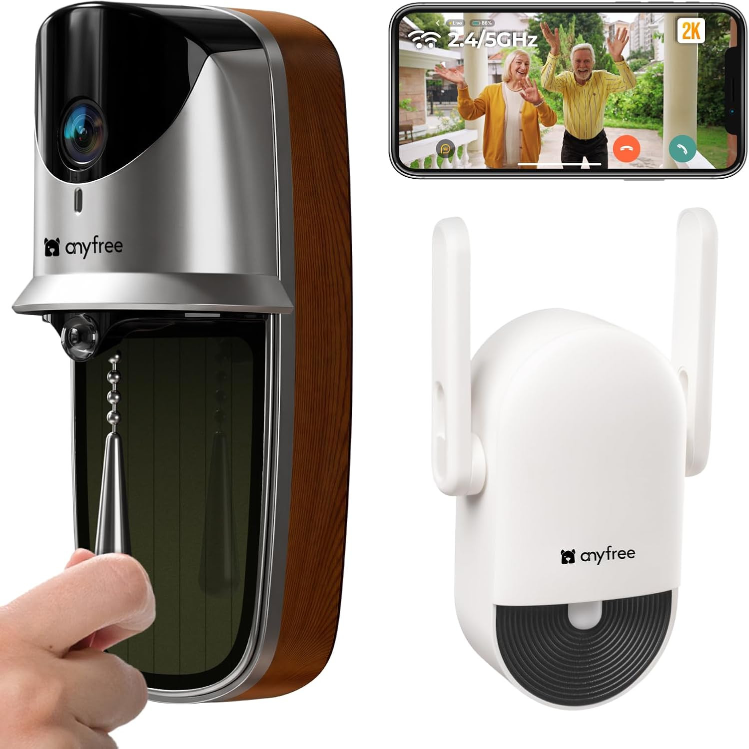 2026 Newly Solar Video Doorbell Camera Wireless with Chime Pro (2Nd), 2K Wide-An