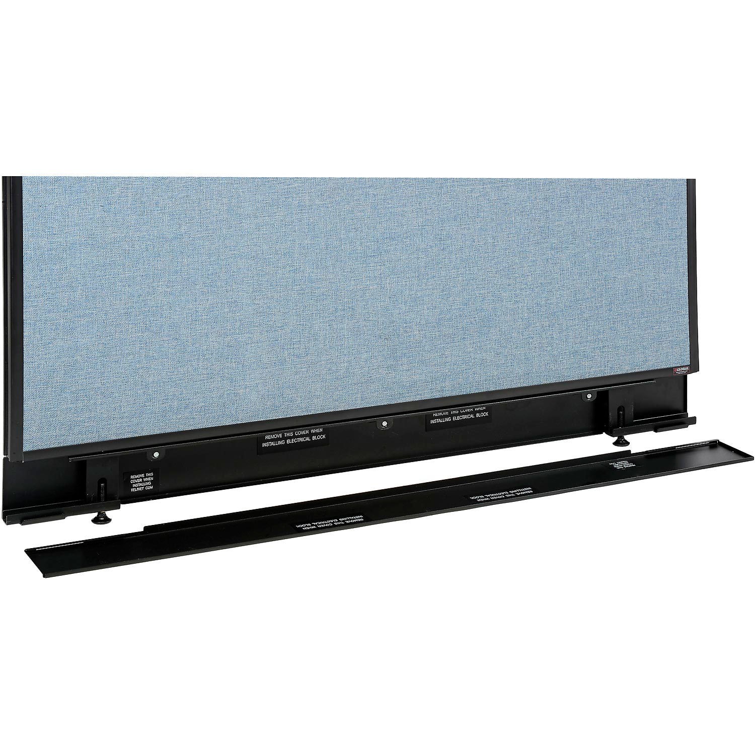36-1/4"W x 76"H Office Partition Panel with Partial Window Raceway Blue