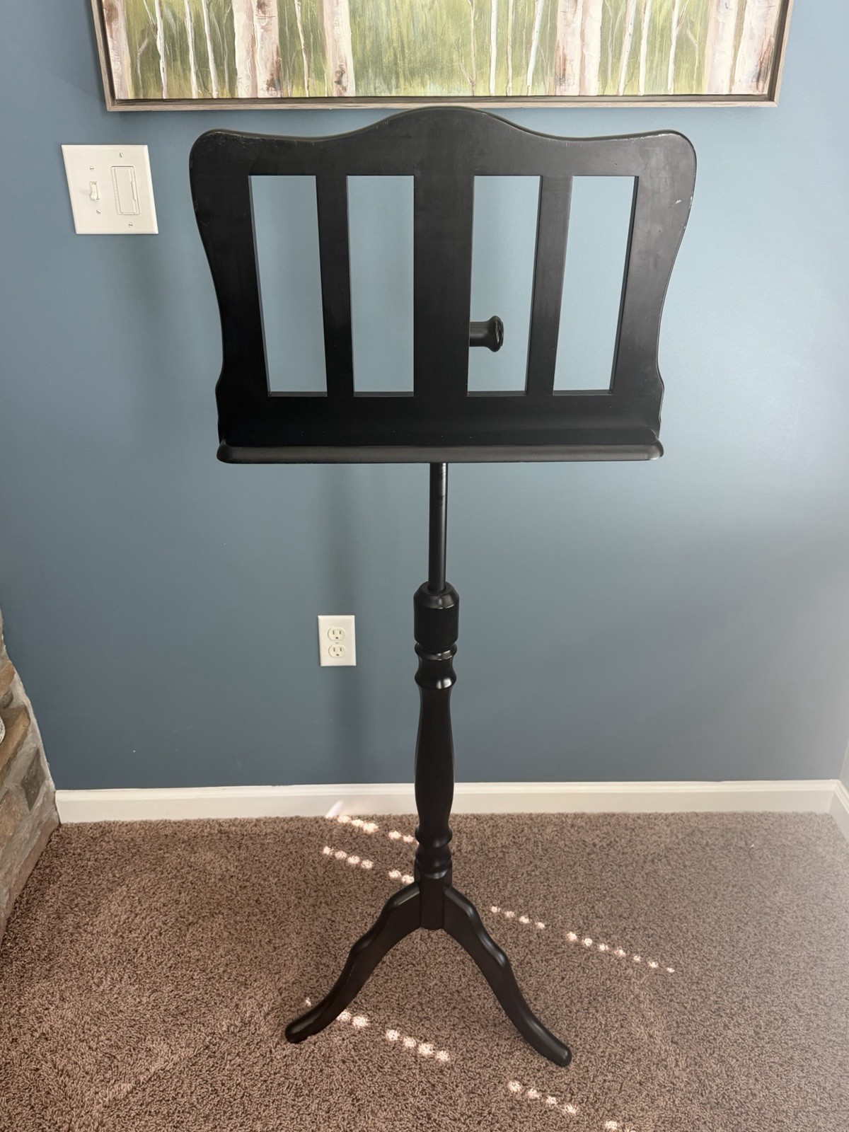 Wooden Baroque Music Stand - Made in Romania - Adjustable Dark Espresso / Black