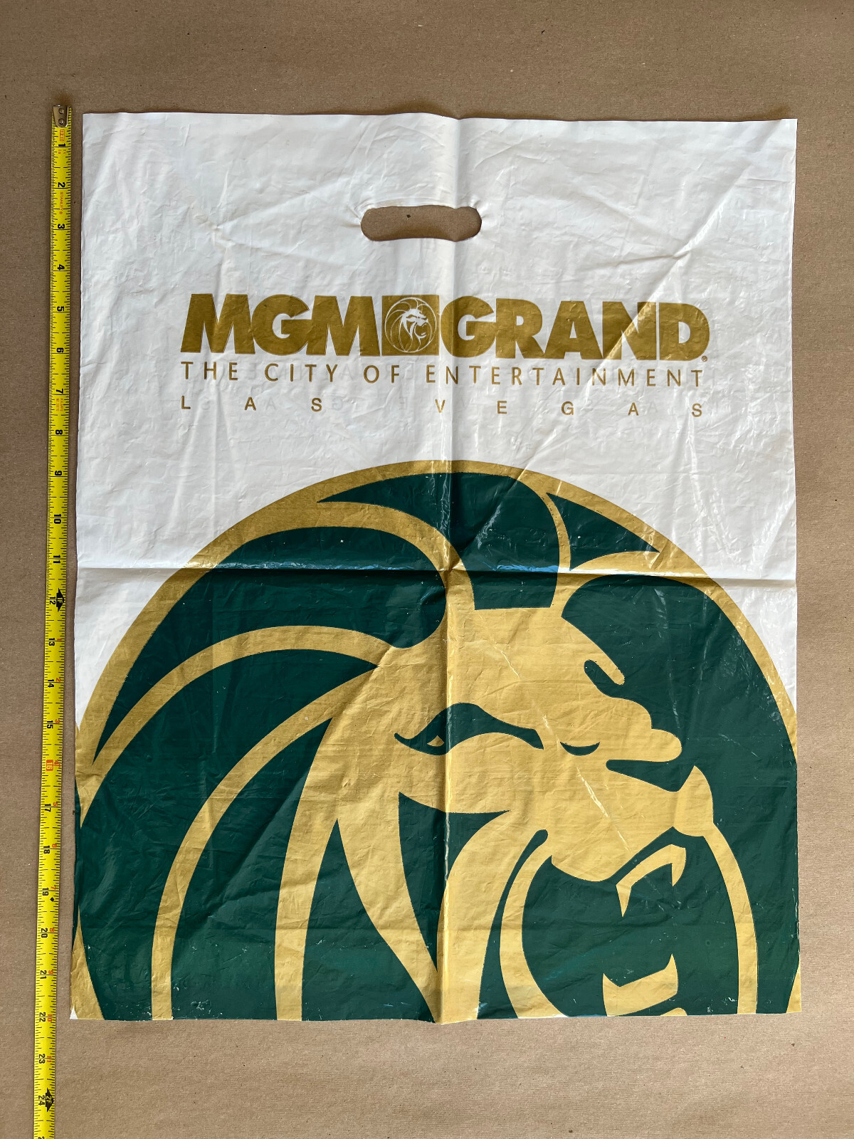 MGM Grand Las Vegas Hotel Casino plastic bag, 22" x 18", vintage