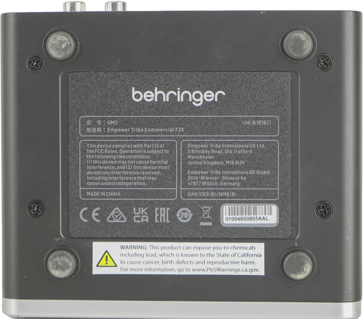 Behringer U-PHORIA UM2 USB Audio Interface XENYX Preamp 2x2 Recording Desktop