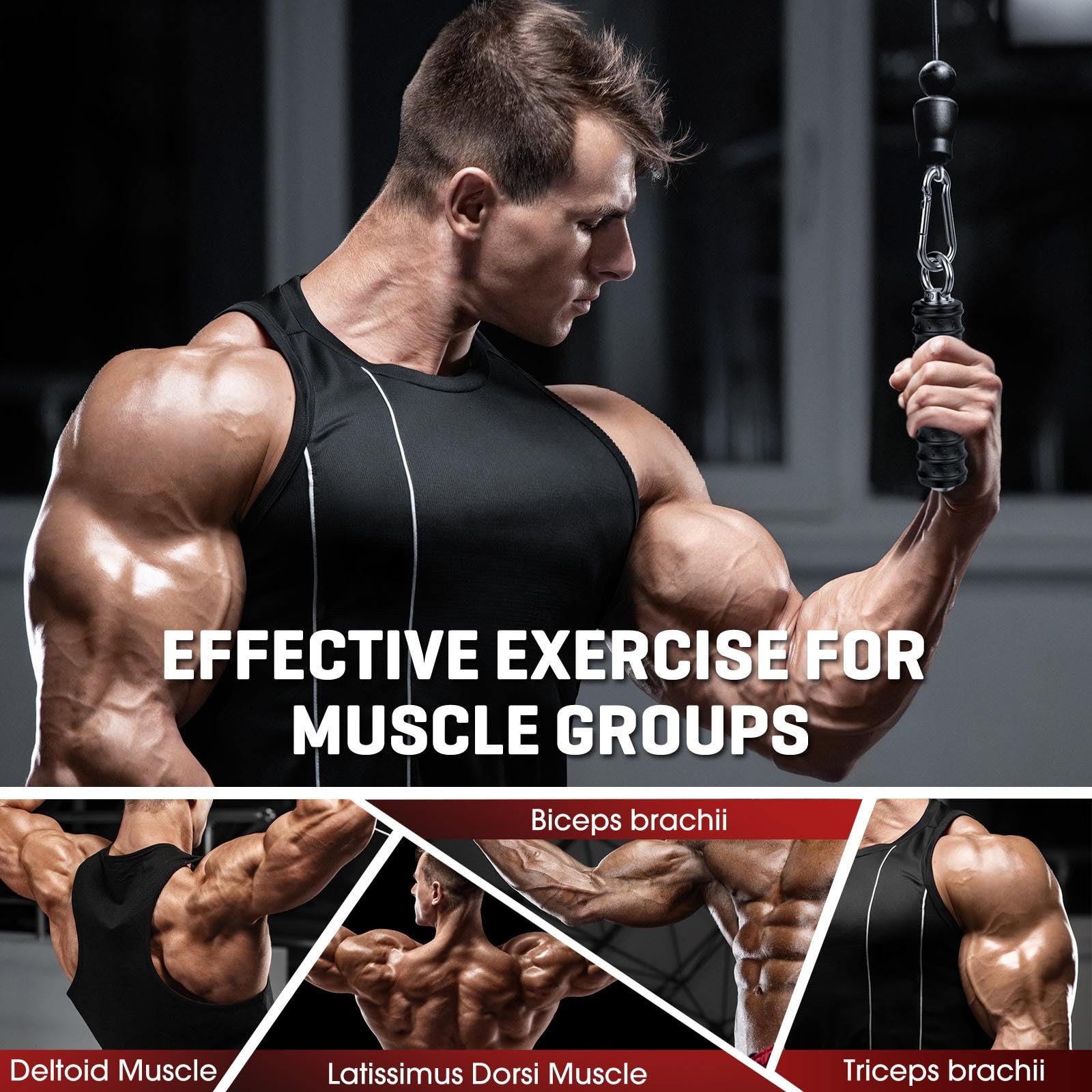 Ergonomic Gym Handles, LAT Pulldown Tricep Cable Machine Grip