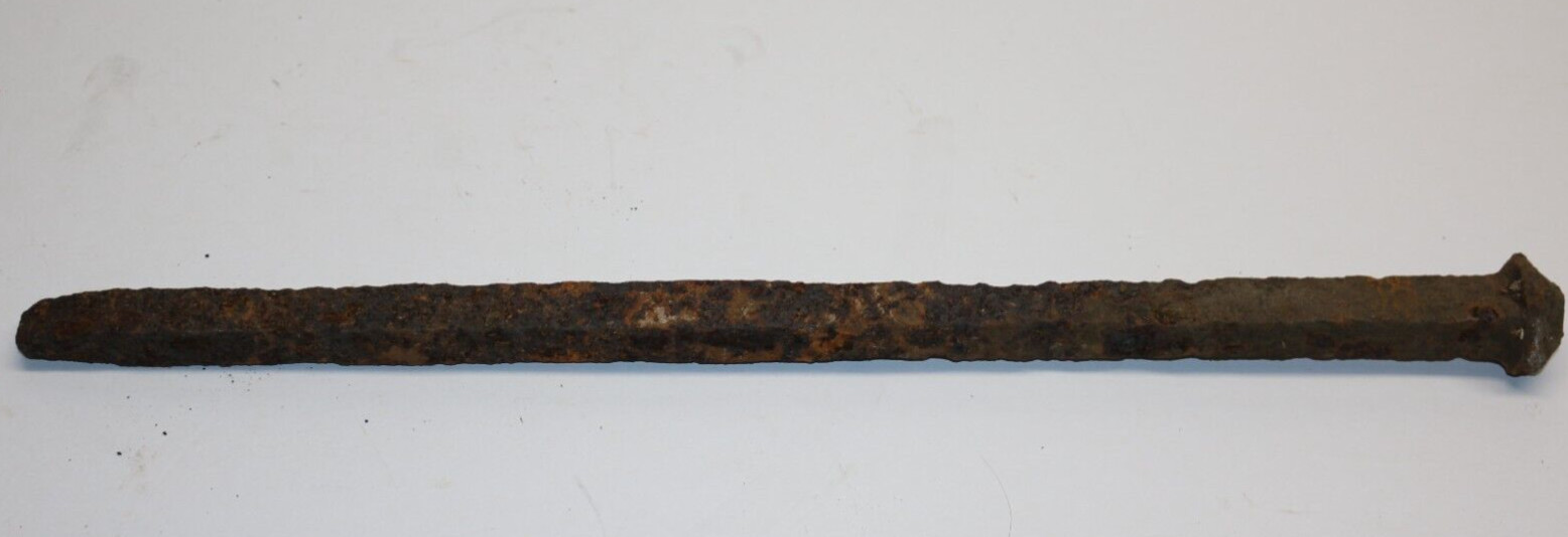 1800's Antique / Old blacksmith hand forged 18" metal logging spike 3/4" x 3/4"