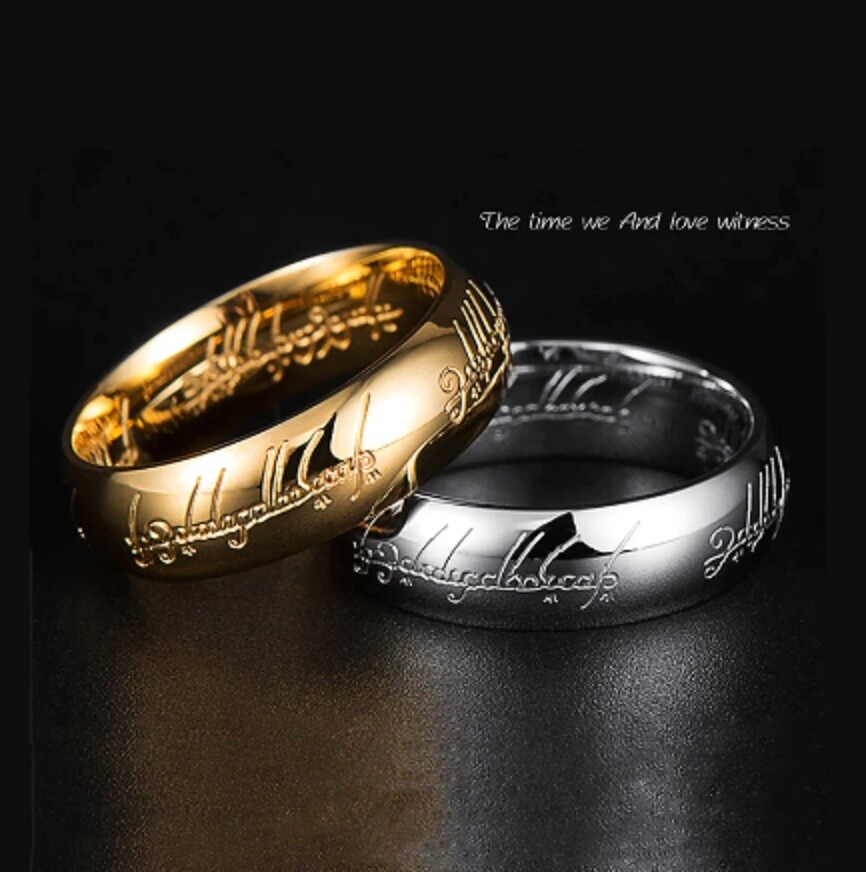 Stainless Steel Ring of Power 3d Carved LoTR Lovers-Fans Steel Ring of Power