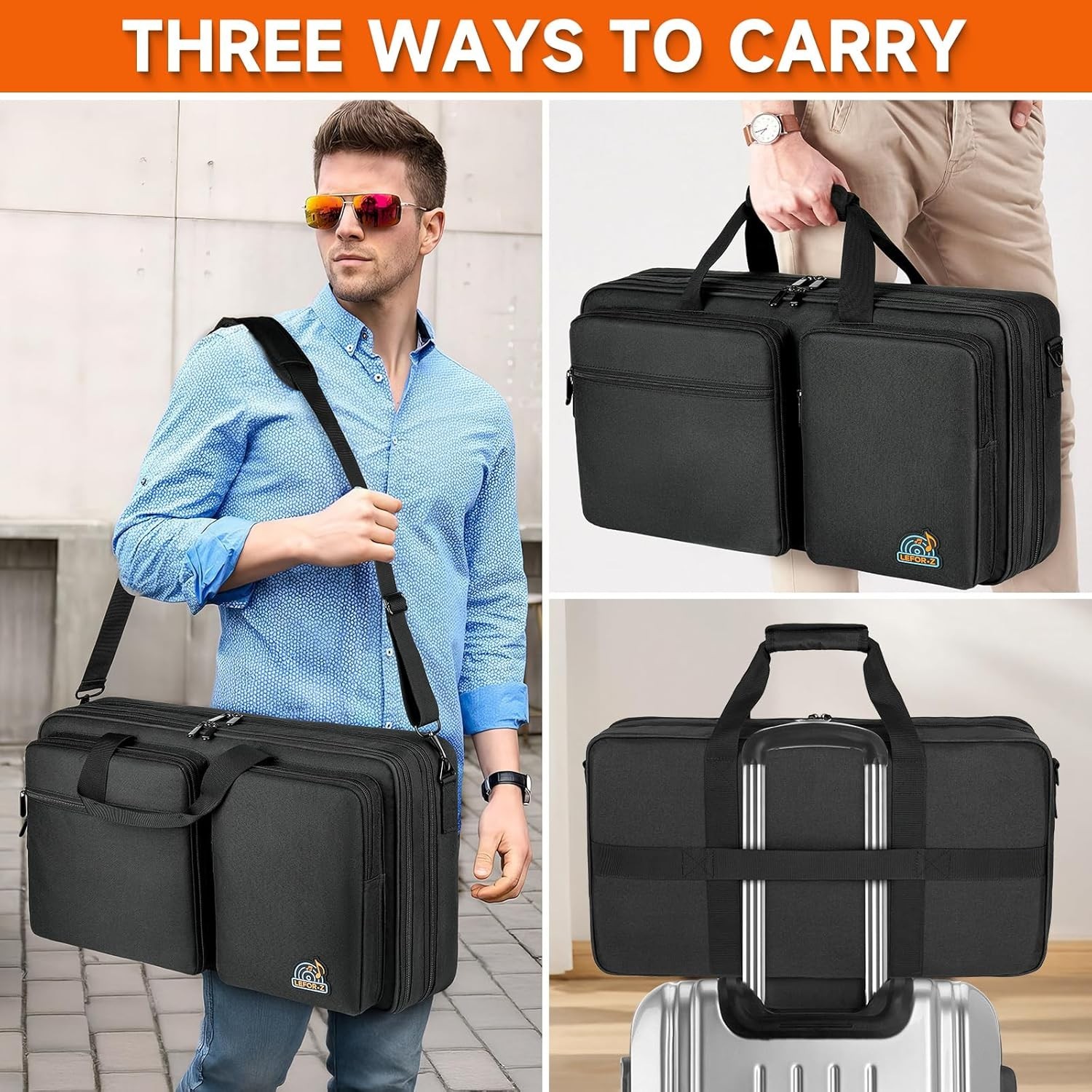 DJ Controller Bag Black Orange Polyester Protective Case M 23.5"x13.5"x2.5"
