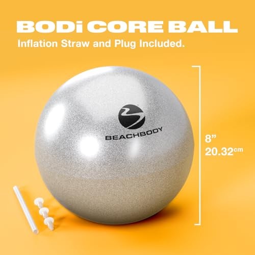 BODi Core Ball for Strengthening, 8" Small Exercise Ball, Silver