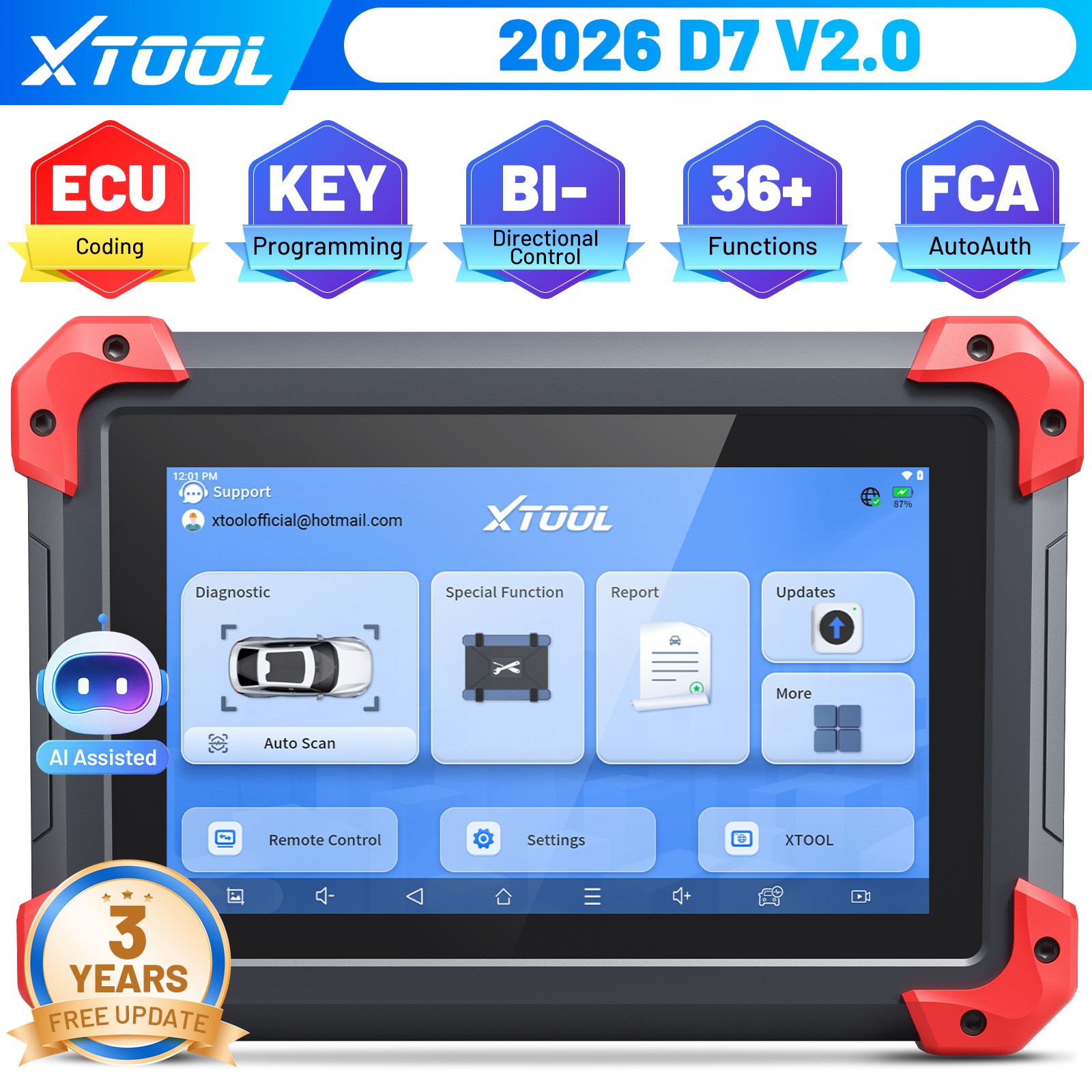 2026 XTOOL D7 V2.0 Bidirectional Coding Diagnostic Tool OBD2 Scanner Full System
