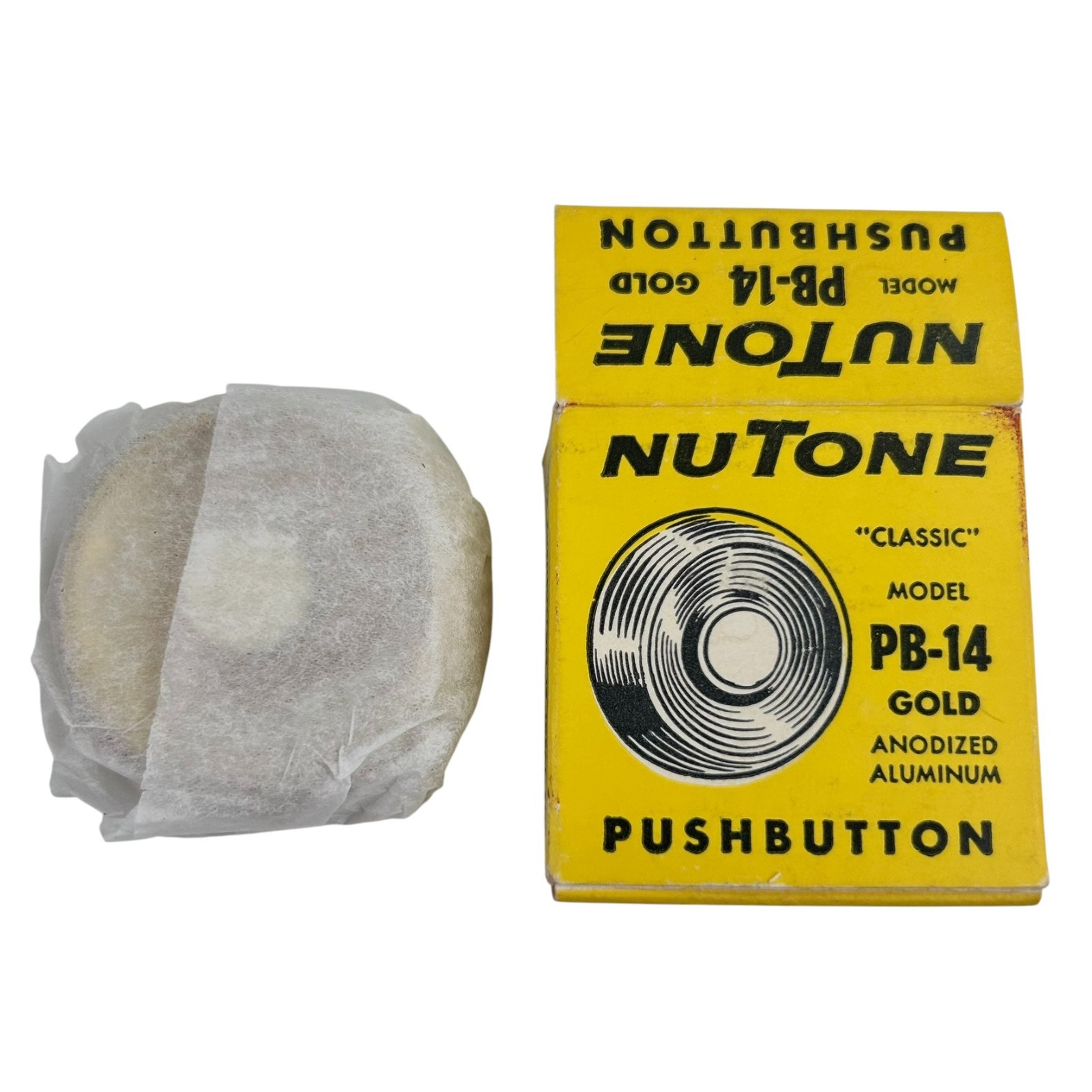 Nutone Classic Pushbutton Door Bell PB-14 Gold Round New in Box
