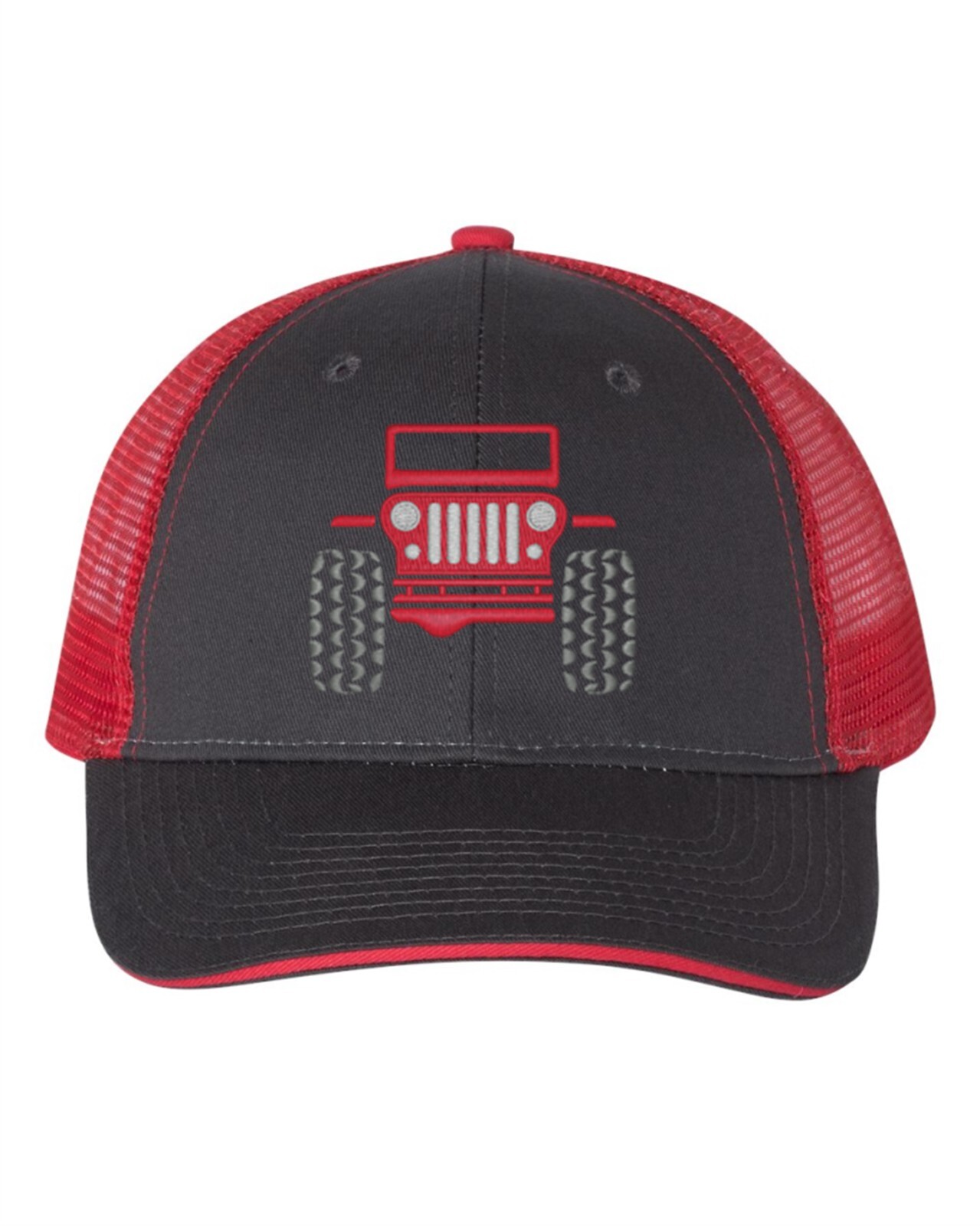 Low Profile Trucker Cap - Jeep - Charcoal/Red/Firecracker/Deep Cherry/Lobster