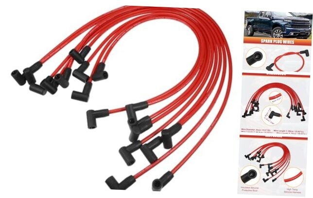 Spark Plug Coil Wires 8mm for Chevy SBC BBC Engines 9pc