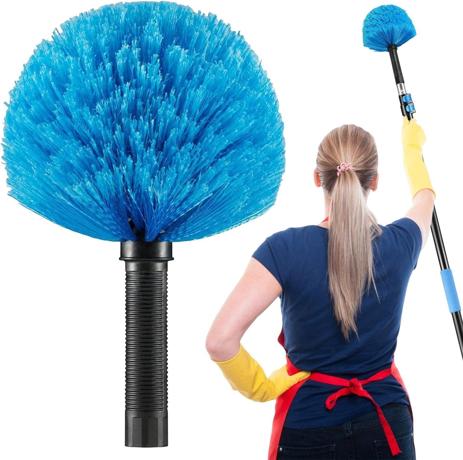 Screw on Cobweb Duster Brush Head | Spider Web for Outdoor and Blue