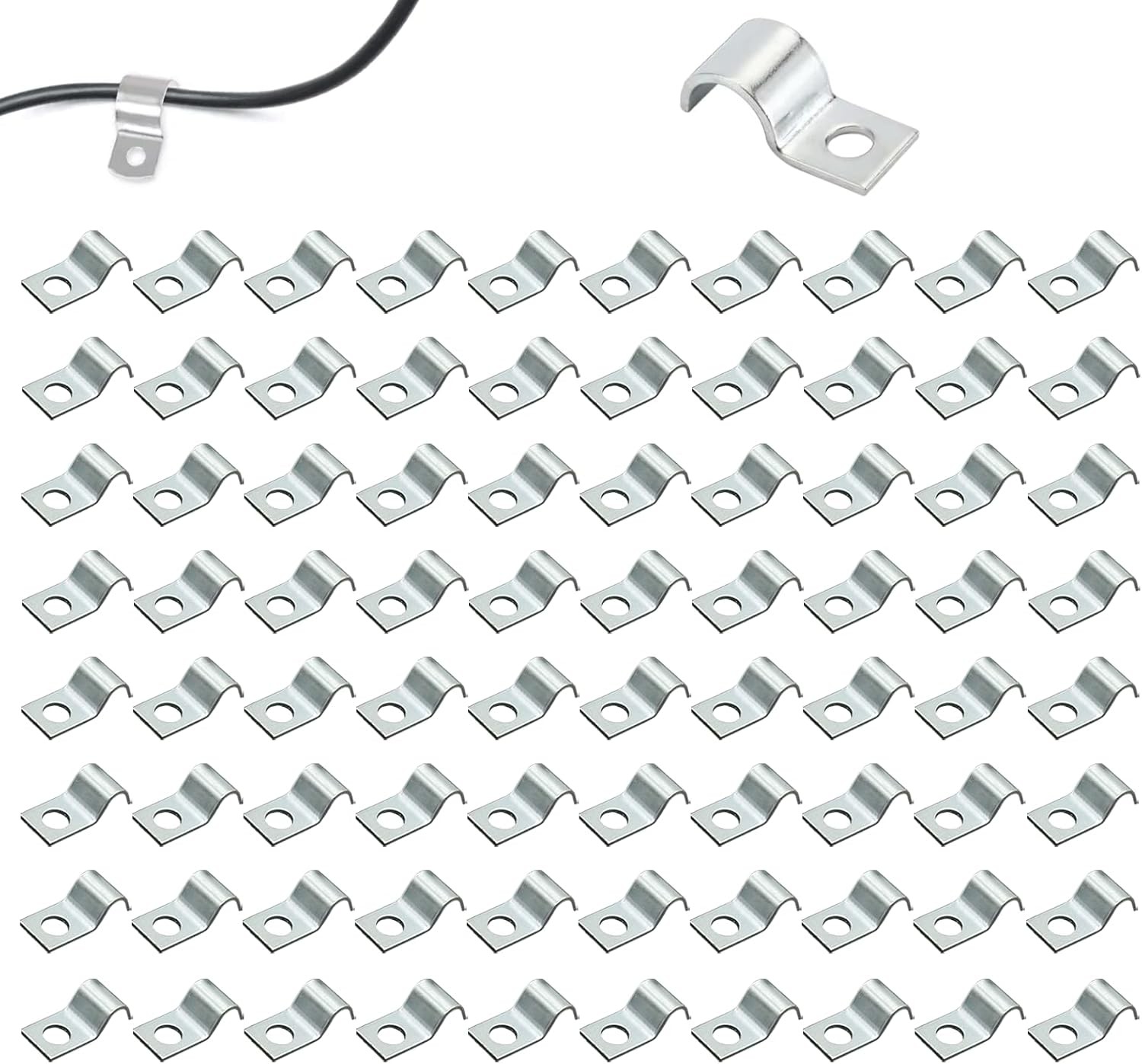 80PCS Cable Wire Screw Clips 1/4 Inch, Zinc Plated Steel Outdoor...