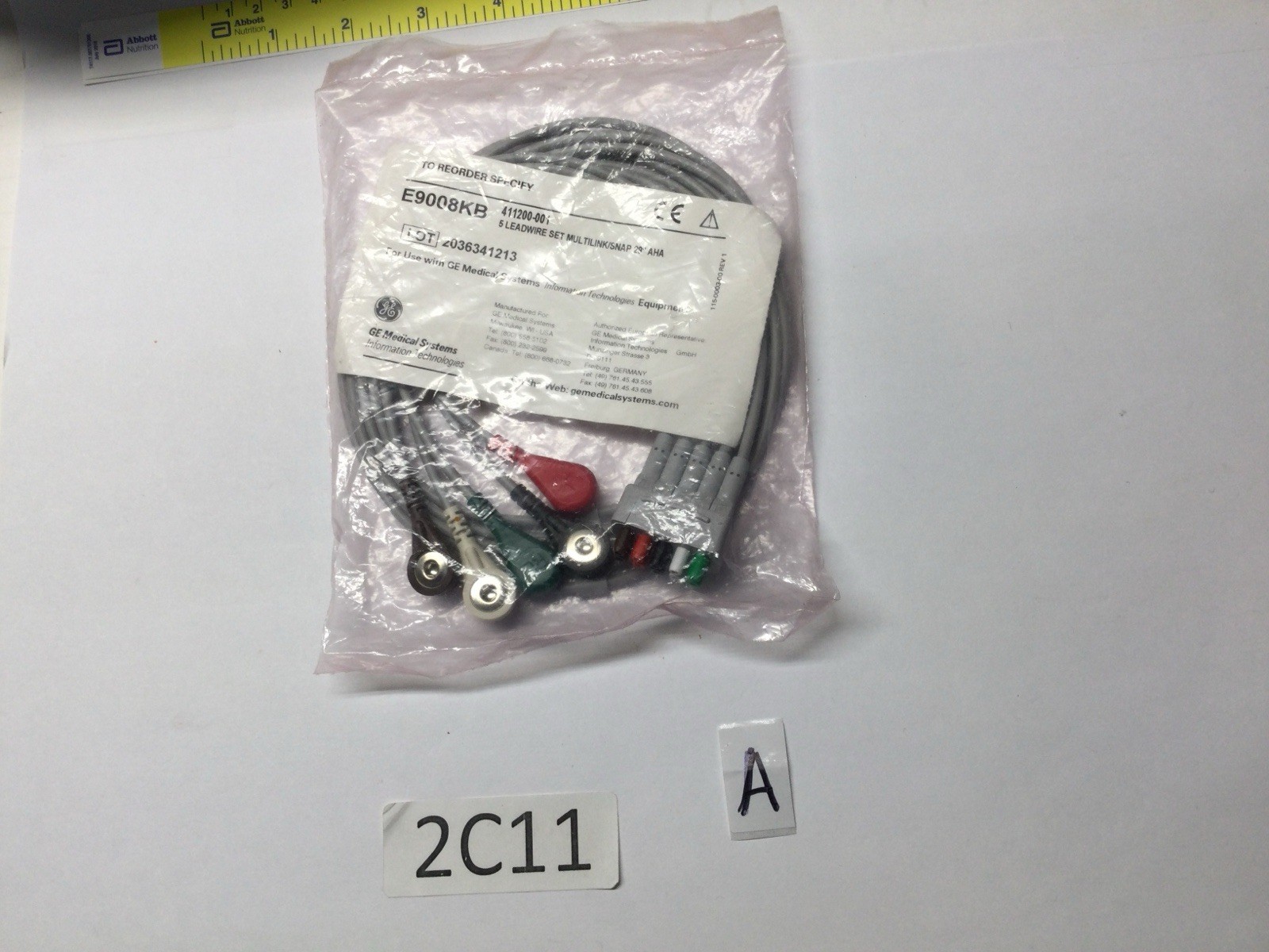 411200-001, 411200-002 GE Leadwire, 5 Lead, SNAP, AHA, 0.9m/3 Ft. #(2C11A)