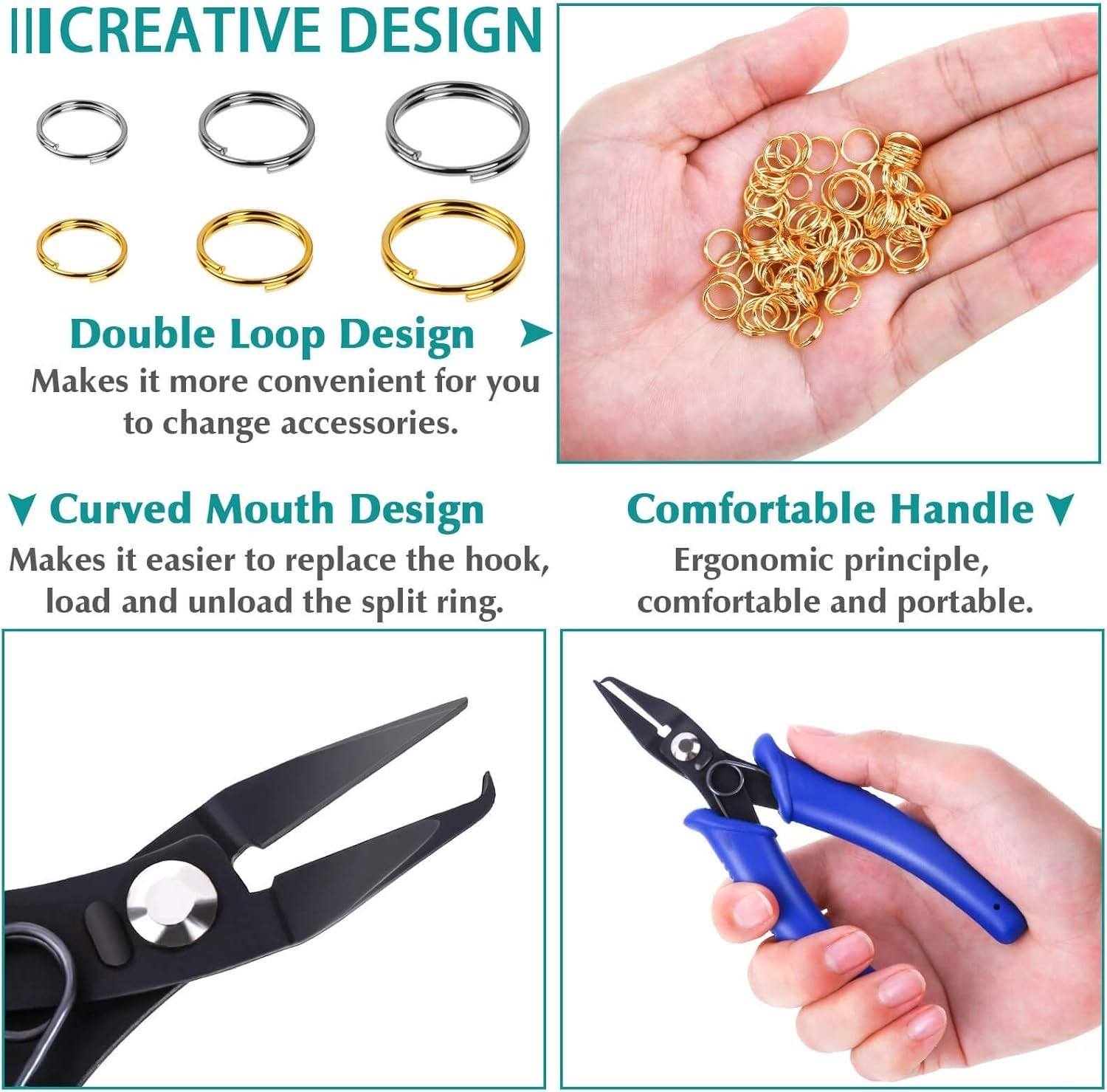 Split Rings for Jewelry Making, 700pcs Small Split Ring with Split Ring Plier...